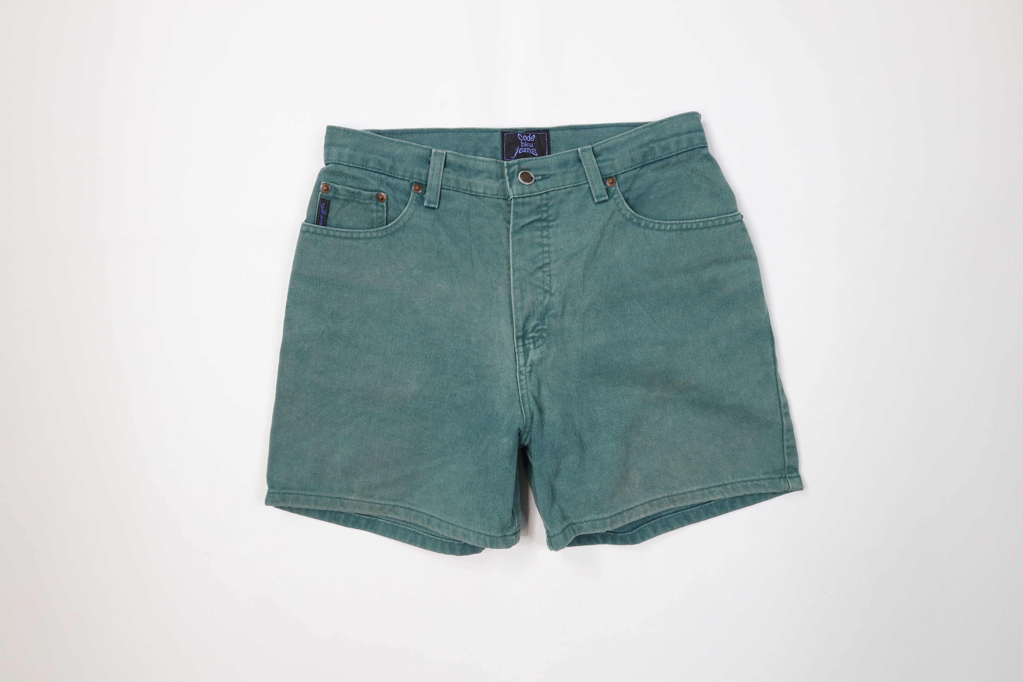 Vintage Vintage 90s Streetwear Denim Jean Shorts Jorts Green Cotton Size 32" / US 10 / IT 46 - 1 Thumbnail