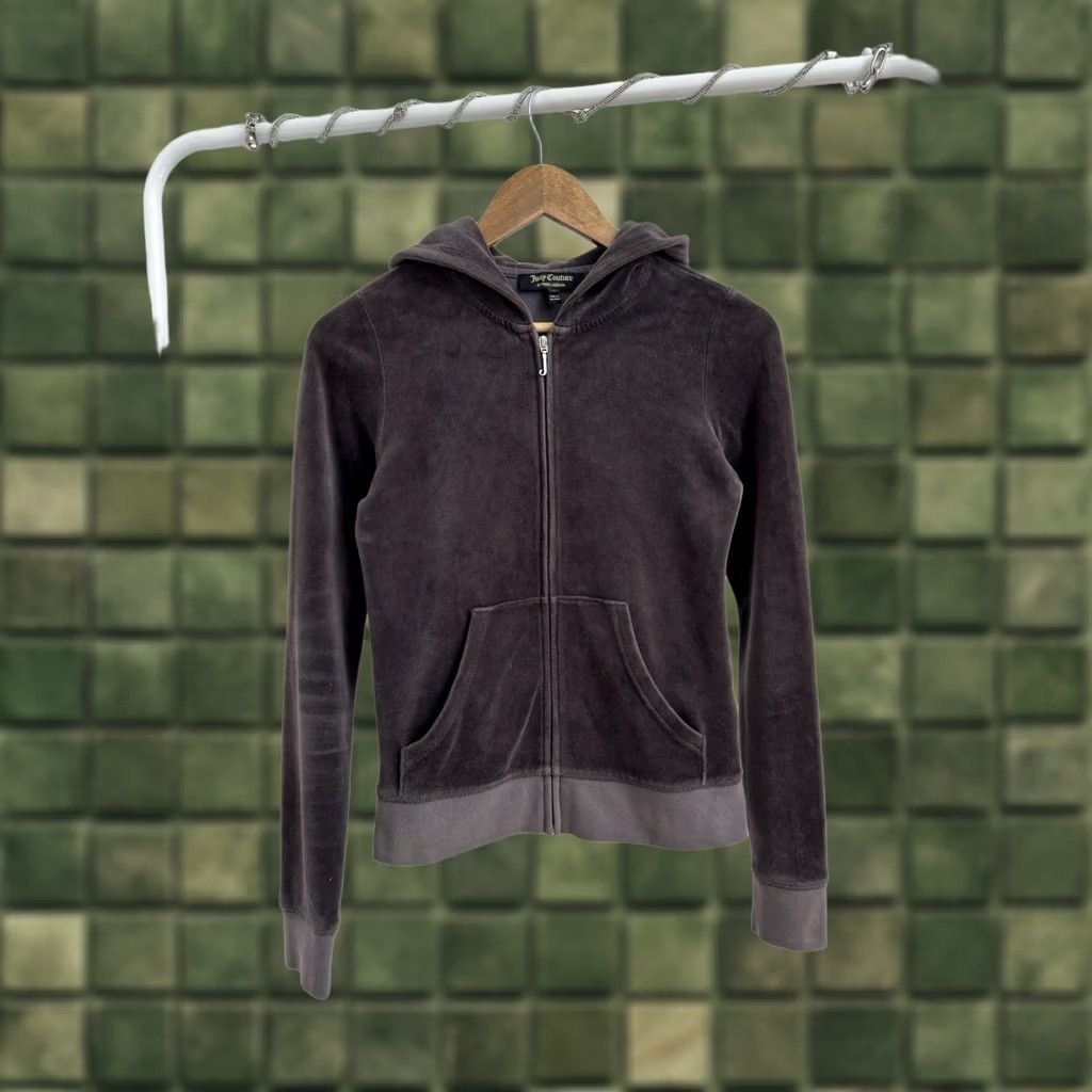 Juicy Couture VINTAGE Juicy Couture Logo Velour Zip Hoodie Womens S Gray 3D 90s Streetwear Hip Hop Designer USA Time Period Casual Size S / US 4 / IT 40 - 1 Thumbnail
