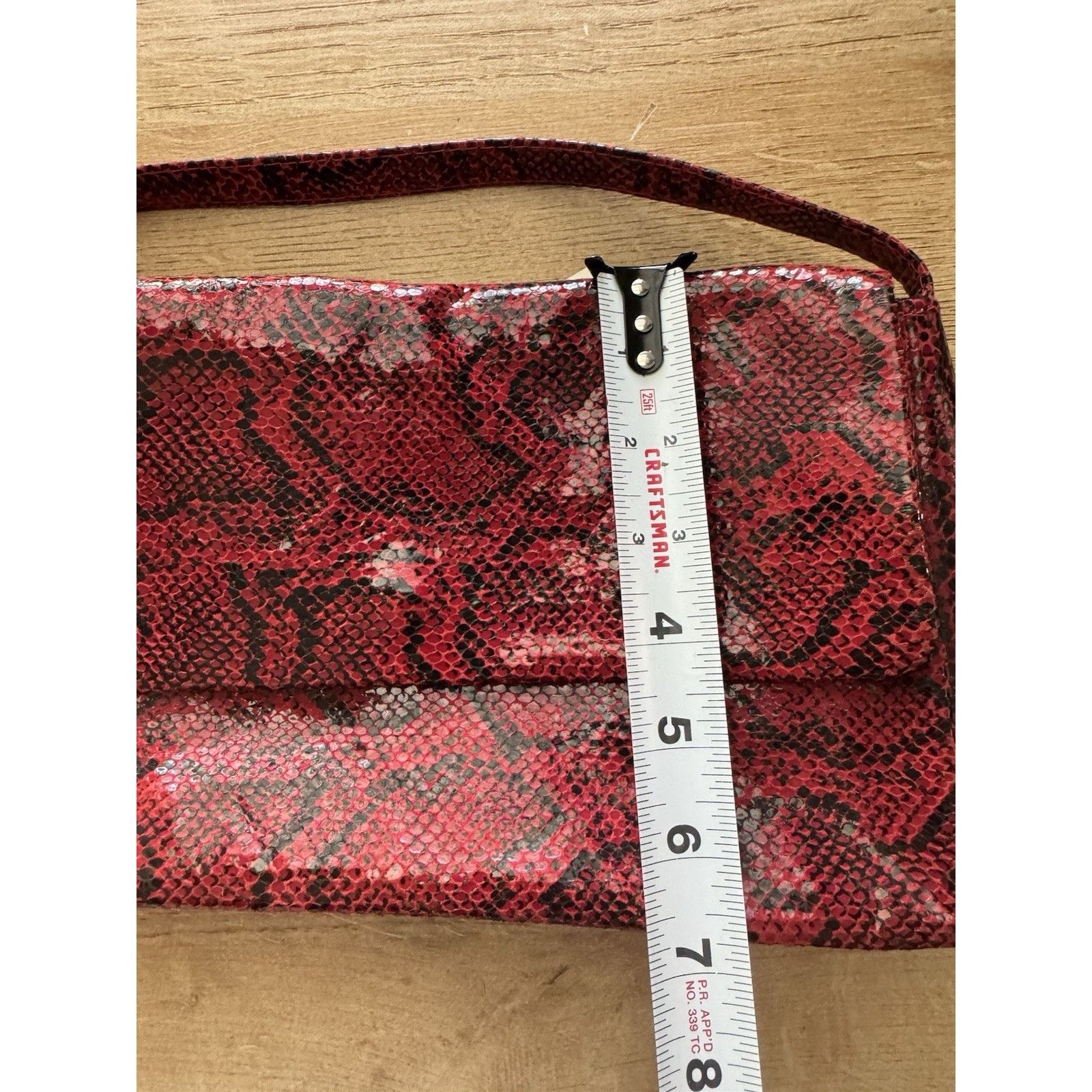 Vintage Vintage 80s 90s Red Python Snake Leather Purse Size ONE SIZE - 6 Thumbnail