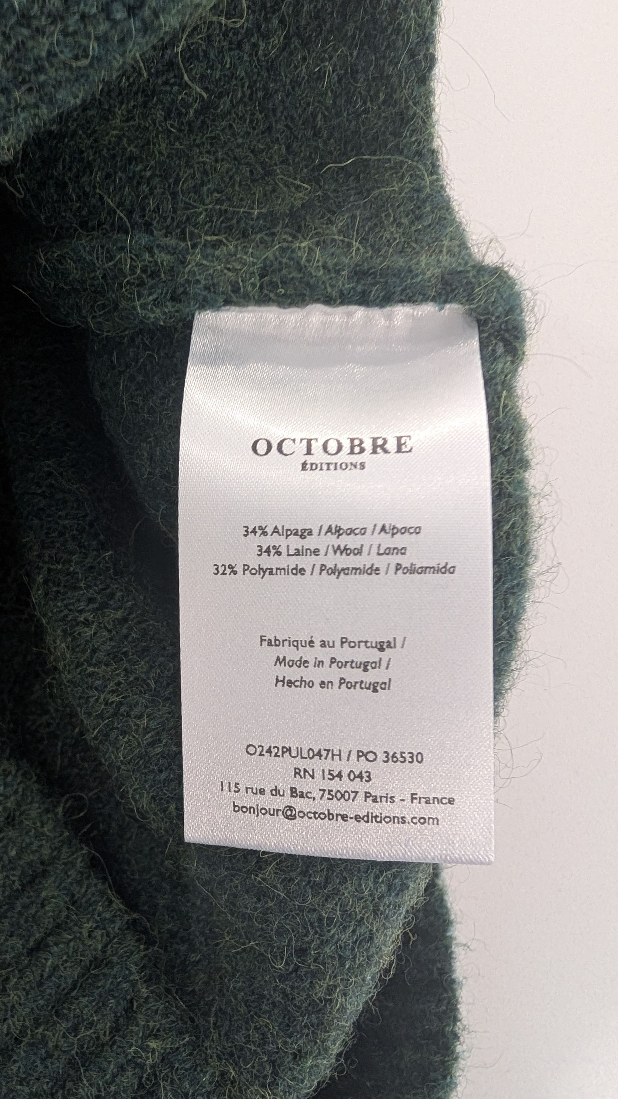 Other Octobre Éditions Arlen Sweater Mens Small Green Wool Alpaca Size US S / EU 44-46 / 1 - 9 Thumbnail