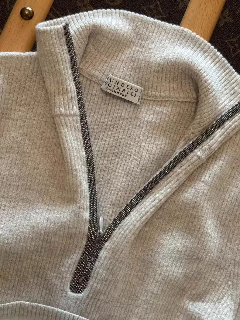 Brunello Cucinelli Brunello Cucinelli Wool and Cashmere Blend Top with Elasti Size S / US 4 / IT 40 - 5 Thumbnail