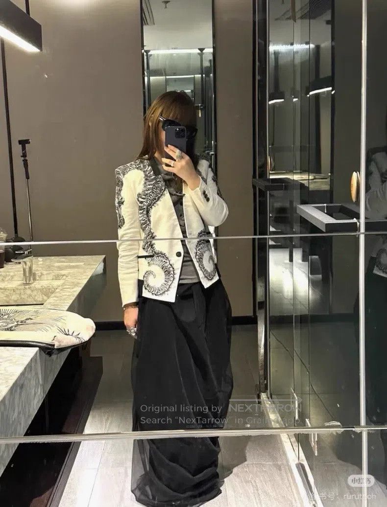 Helmut Lang Helmut Lang 2000s seahorse print tweed blazer Size XS / US 0-2 / IT 36-38 - 7 Thumbnail