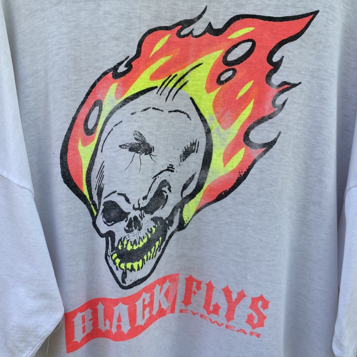 Hook-Ups Thrashed Distressed Vintage 90s Black Flys Eyewear Skate Tee Size US XXL / EU 58 / 5 - 3 Thumbnail