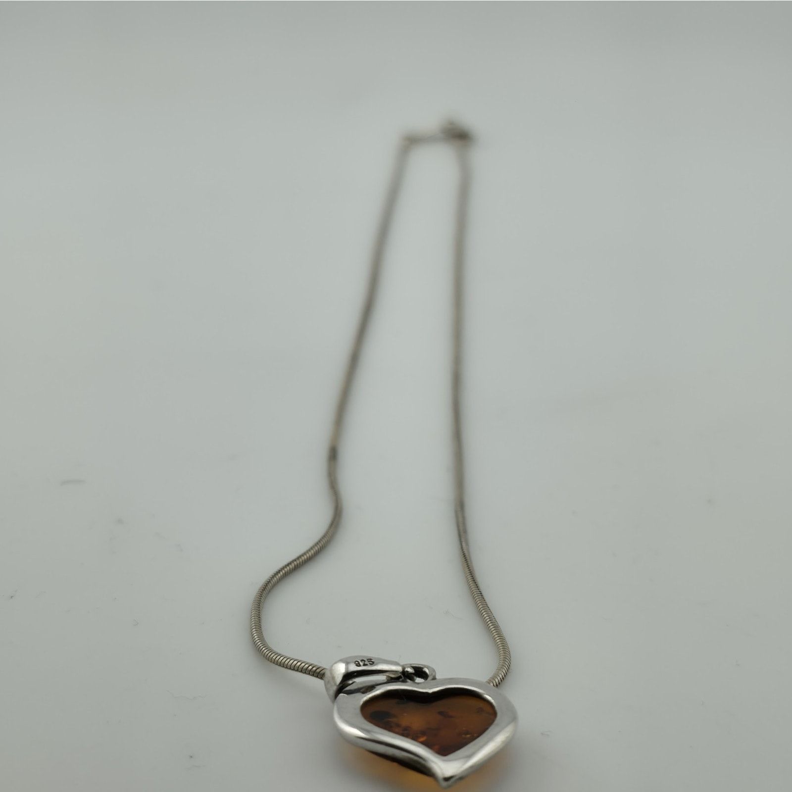 Other Paolo Romeo Sterling Silver Amber Heart Pendant Snake Chain Size ONE SIZE - 7 Thumbnail