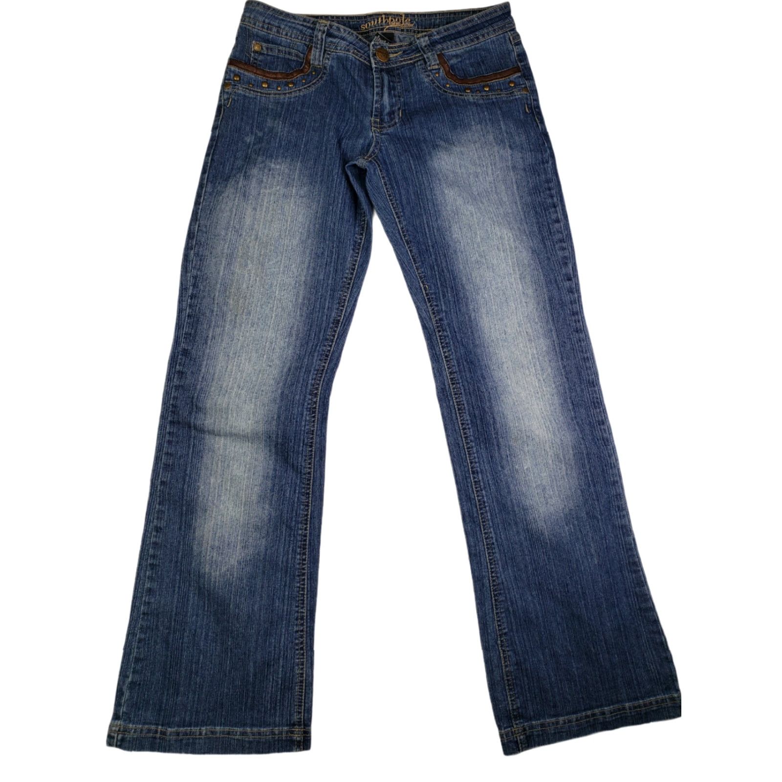Southpole Juniors Southpole Low Rise Boot Cut Medium Wash Blue Jeans Size 5 28x29 9-013 Size 27" / US 4 / IT 40 - 2 Thumbnail