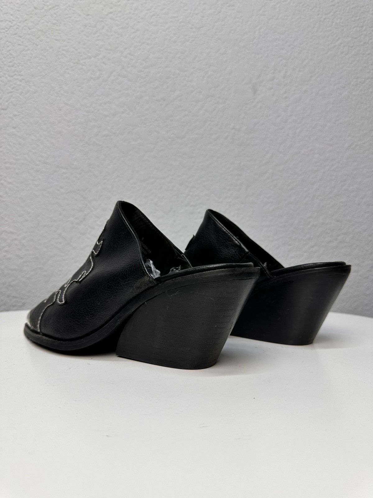 14th Addiction Vintage ASOS Black Sandals Western Mules silver Y2K AS 98 Size US 7 / IT 37 - 4 Thumbnail