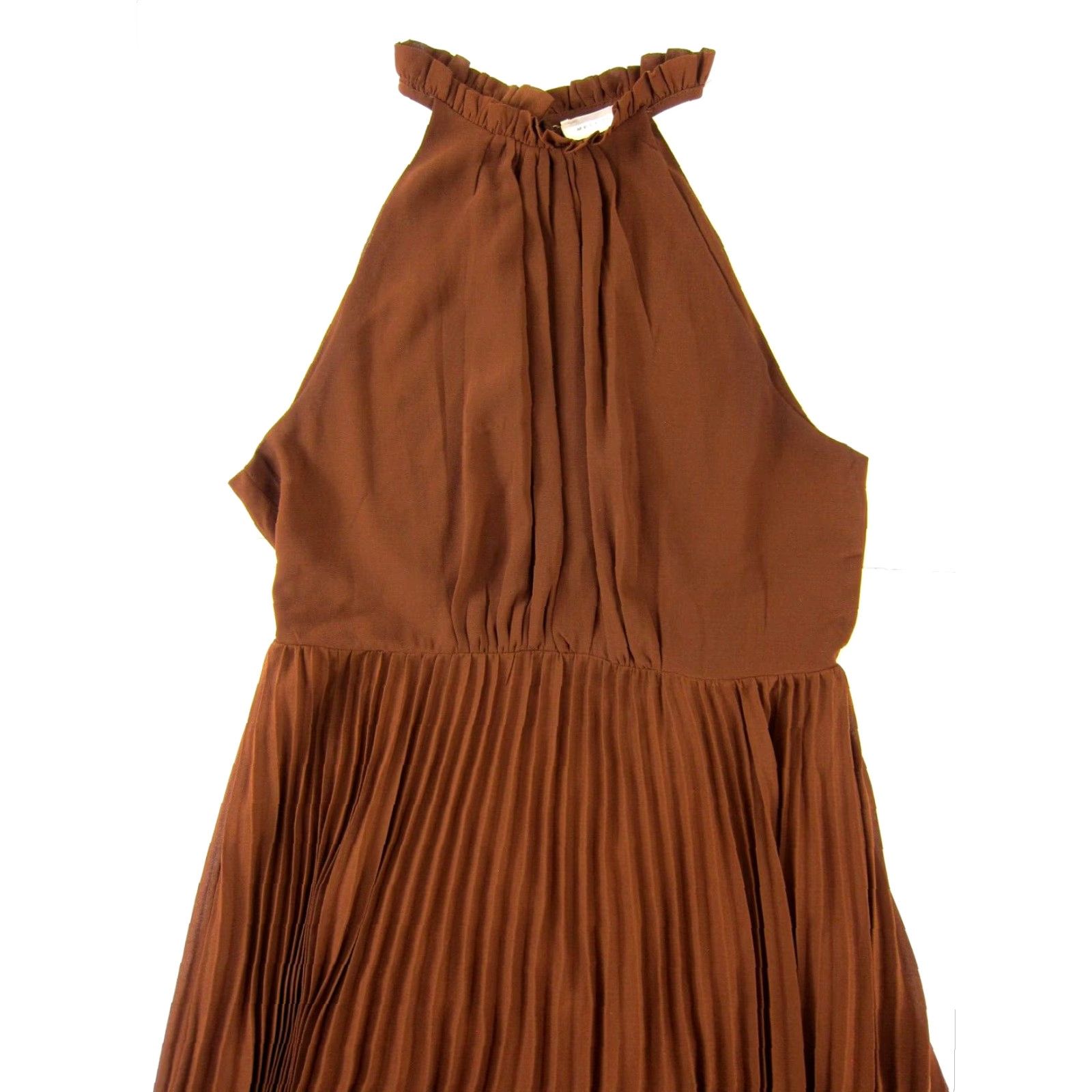 Nordstrom Melloday Nordstrom Brown Ruffle High Neck Sleeveless Long Maxi Gown Dress Large Size L / US 10 / IT 46 - 4 Thumbnail