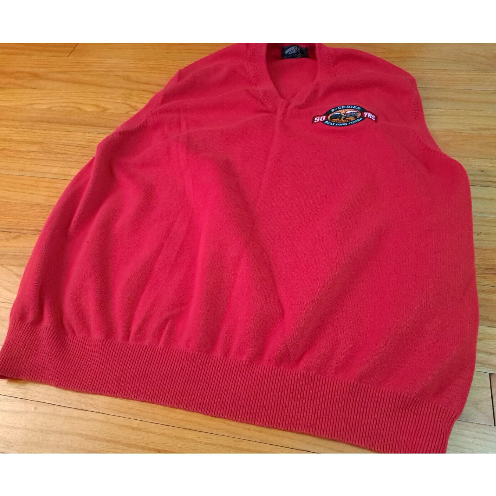 Ford VINTAGE Ford F-Series 50 Years Red Embroidered Sweater Golf Vest XL Unisex Adults Mens Womens Monterey Classic Size US XL / EU 56 / 4 - 6 Thumbnail