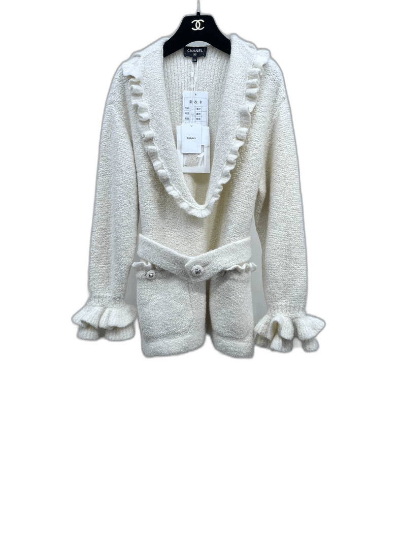 Chanel Knit Sweater with Belt and Ruffles