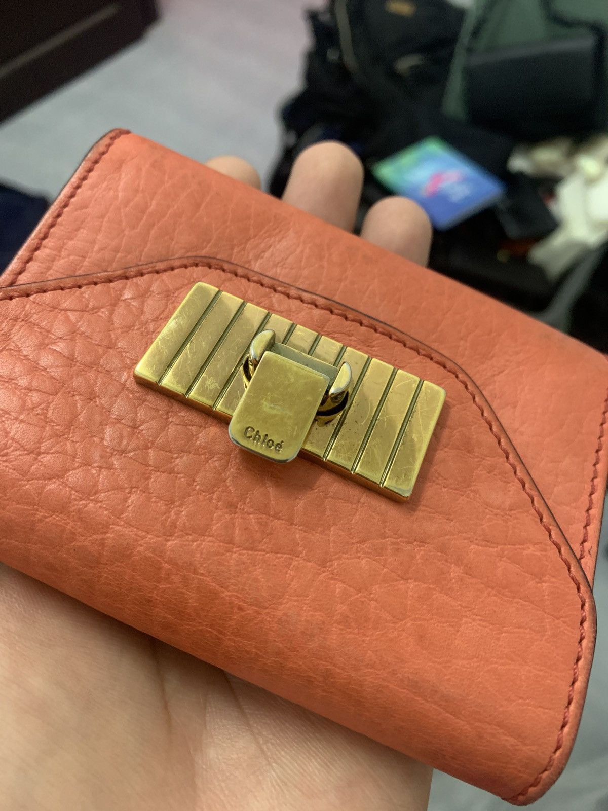 Chloe Chloé Padlock Leather Wallet – Orange Size ONE SIZE - 2 Thumbnail