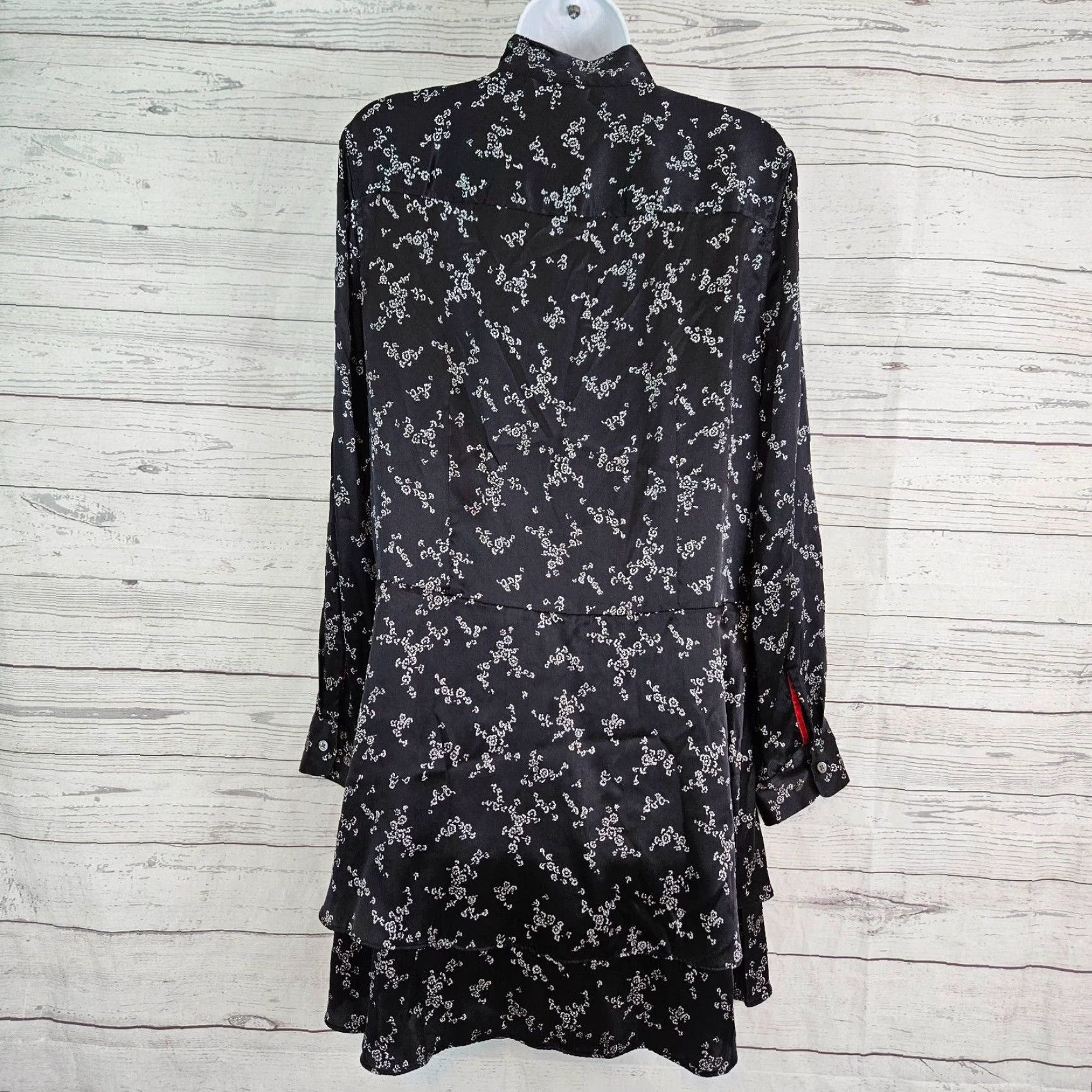 Equipment Equipment Femme Natalie Tie Neck Silk Dress Sz Large Black Floral Dress Womens Size L / US 10 / IT 46 - 3 Thumbnail