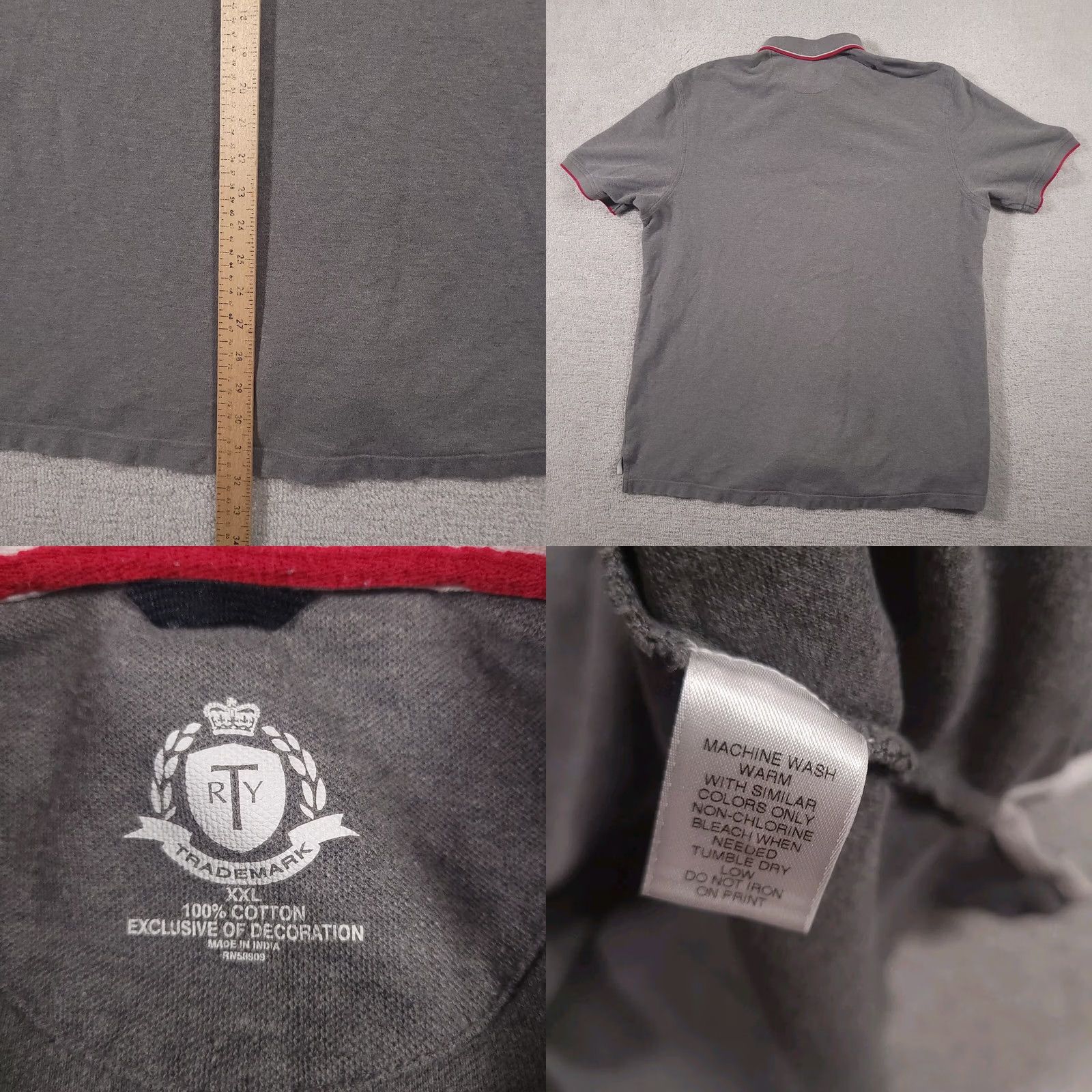 Vintage Trademark Polo Shirt Mens XXL 2XL Gray Golf Short Sleeve Size US XXL / EU 58 / 5 - 9 Thumbnail