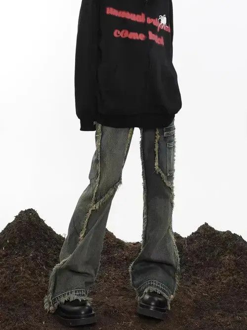 Jean Retro heavyweight distressed raw edge bootcut jeans Size US 32 / EU 48 - 8 Thumbnail