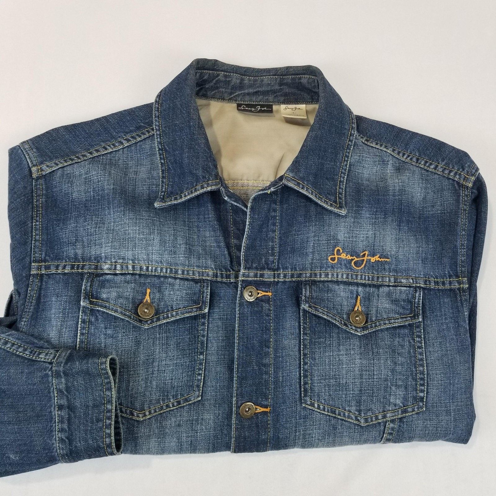 Sean John Sean John Jacket Mens Large Blue Denim Trucker Embroidered Size US L / EU 52-54 / 3 - 2 Thumbnail