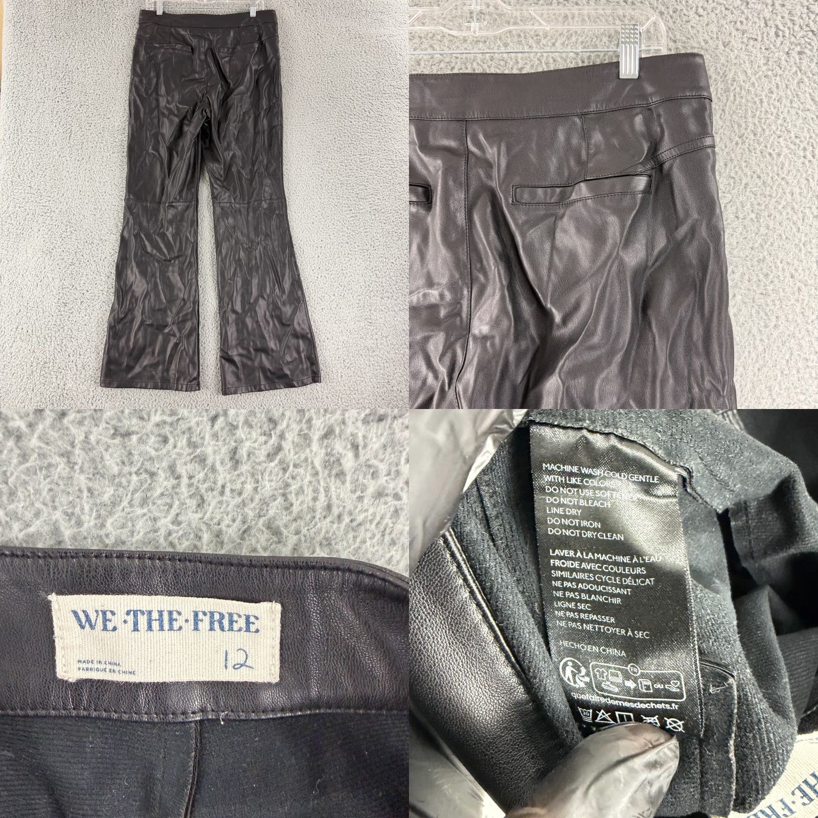 Vintage We The Free Wide-Leg Pants Womens Size 12 Black Faux Leather High-Rise Casual Size 34" / US 12 / IT 48 - 8 Thumbnail