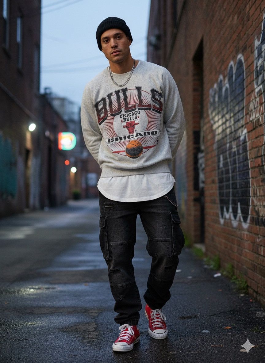 90s CHICAGO BULLS LOGO 7 BIG LOGO CREWNECK