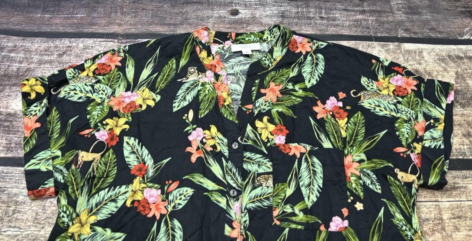 Charter Club Charter Club Luxury Top Womens Large Linen Floral Tie Front Size L / US 10 / IT 46 - 4 Thumbnail