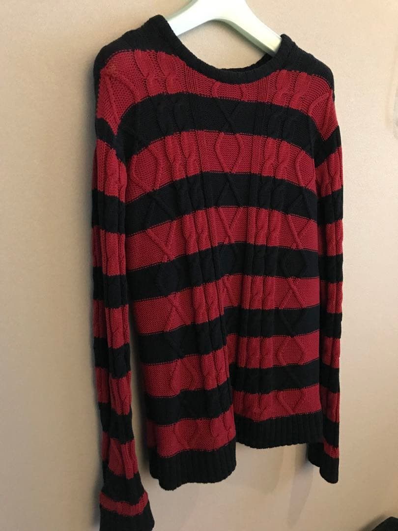 Number (N)ine Archive Grunge Striped Cable Knit Sweater Size US M / EU 48-50 / 2 - 2 Thumbnail