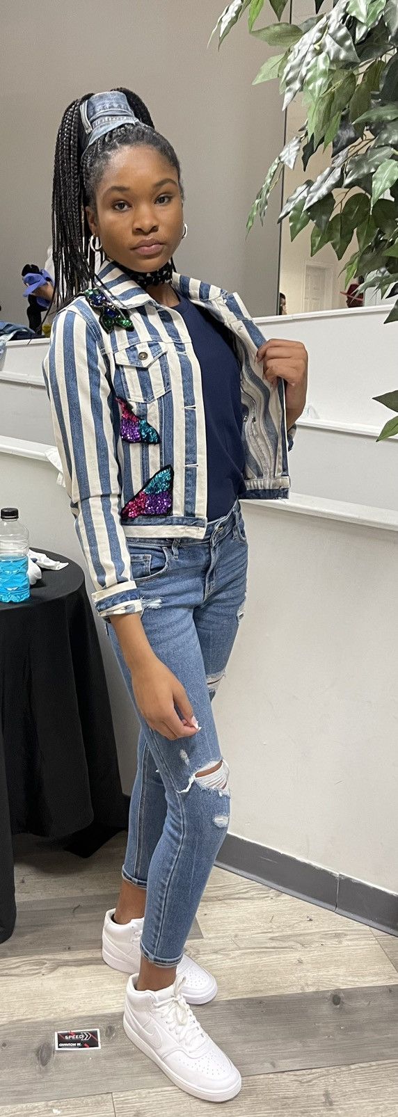 Forever 21 Forever 21 Striped Denim Jacket Size S / US 4 / IT 40 - 2 Thumbnail