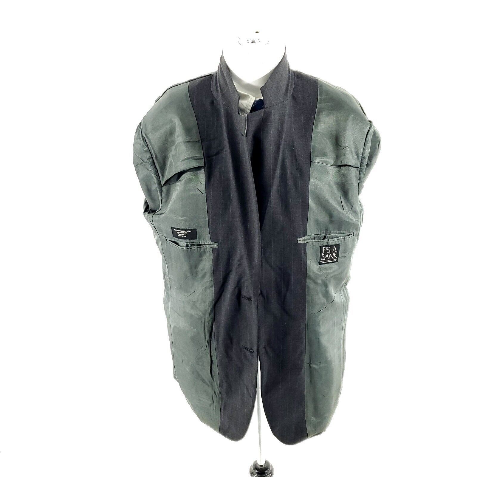 Jos. A. Bank Jos A Bank Wool 2 Button Suit Jacket 42R Gray Striped Tagged Size 42R - 9 Thumbnail