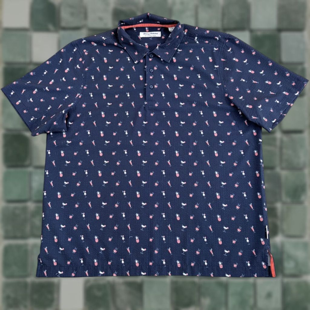 Tommy Bahama Tommy Bahama Island Zone Polo Shirt Men Large Blue Graphic Print Beach Designer Modern Island Zone 90% recycled polyester 10% spandex Regular Tee? Size US L / EU 52-54 / 3 - 1 Thumbnail