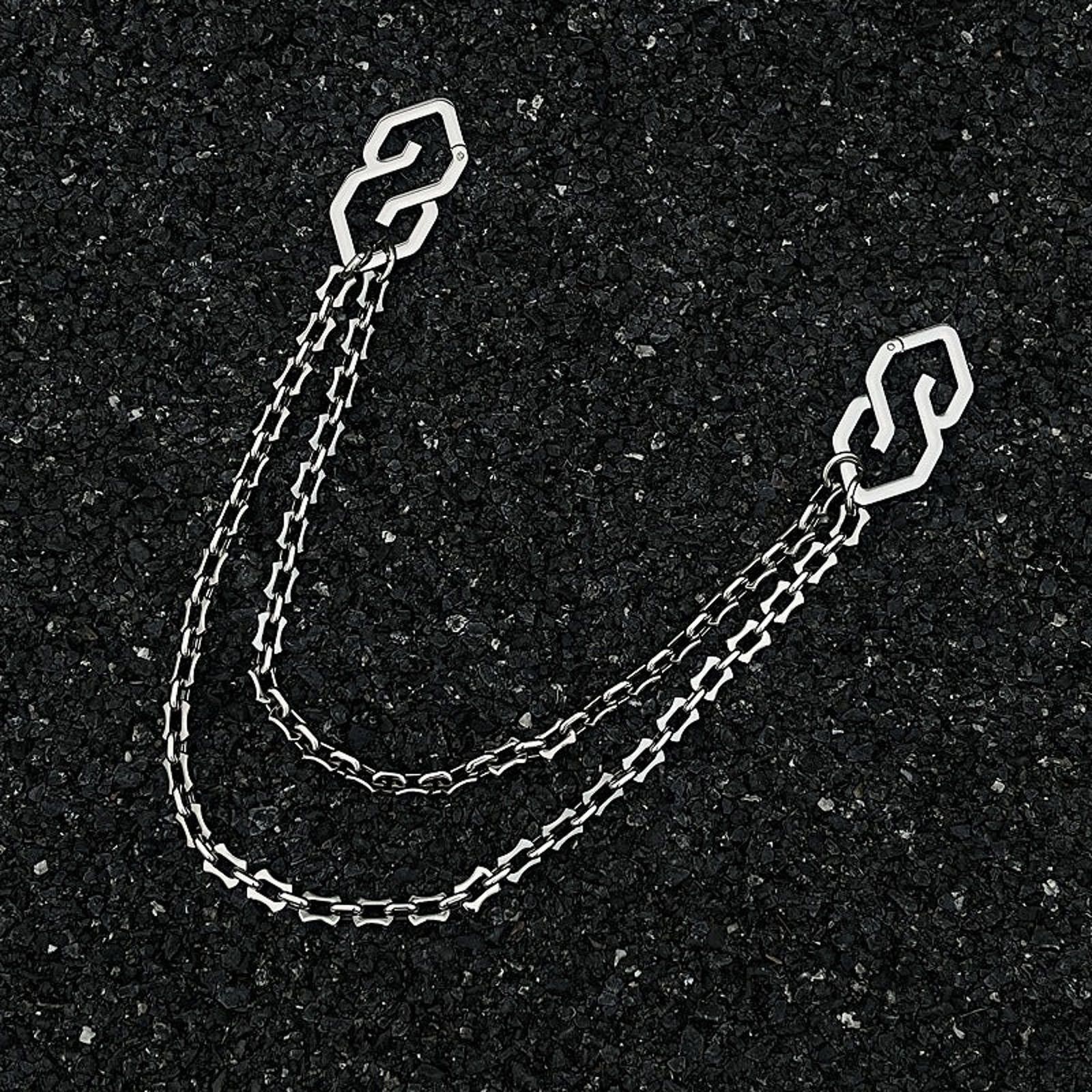 Jewelry Silver Double Chain Wallet Pants Accessory, Men's Chain Size ONE SIZE - 2 Thumbnail