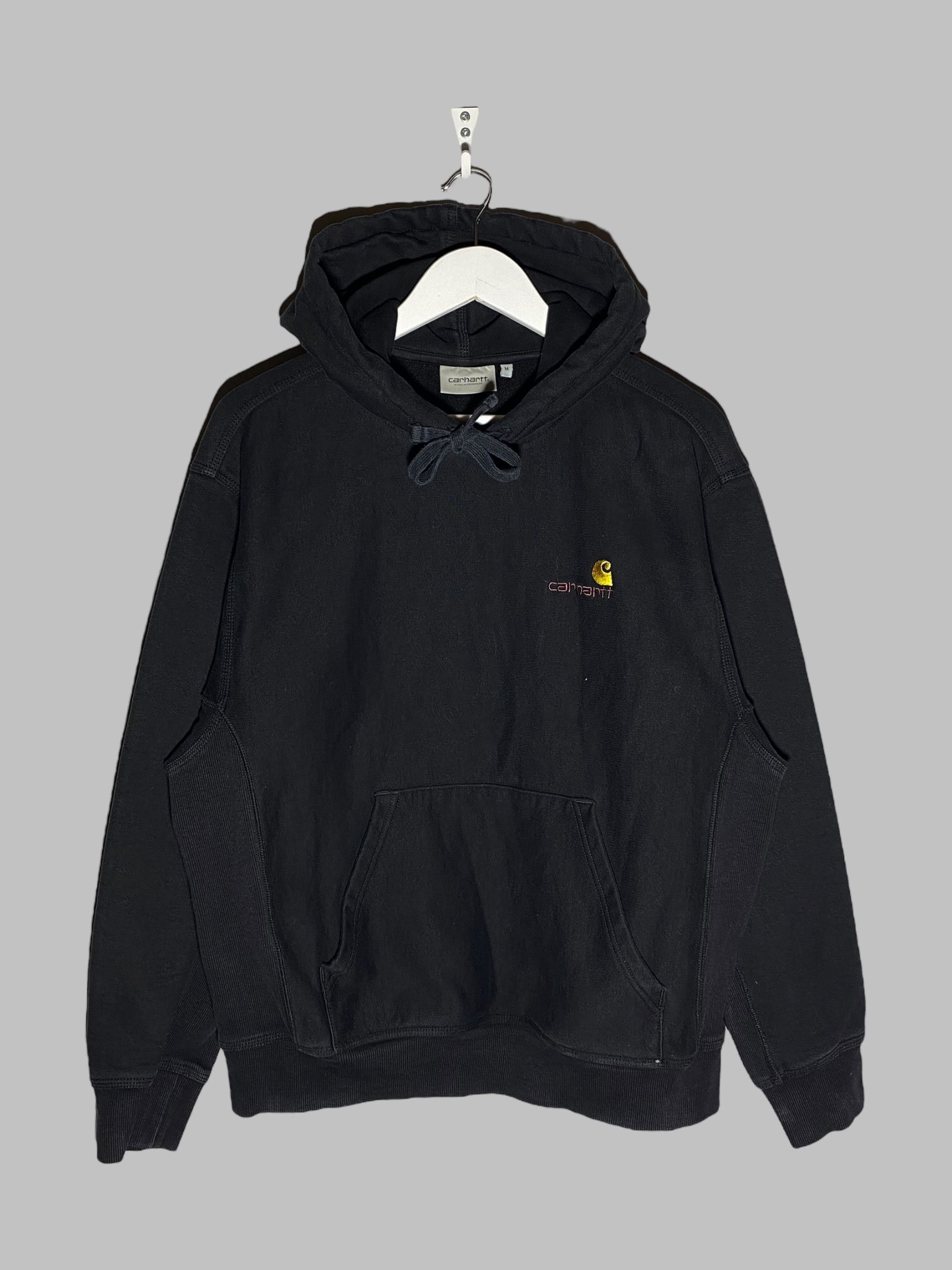 Carhartt 🔥 00s CARHARTT TOTAL BLACK AMERICAN SCRIPT HOODIE Y2K STYLE Size US M / EU 48-50 / 2 - 1 Thumbnail