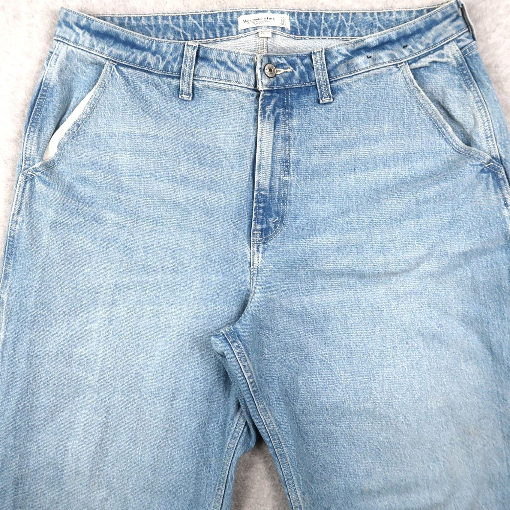 Abercrombie & Fitch Abercrombie & Fitch Jeans The 90s Relaxed High Rise Curve Love Carpenter 33/16s Blue Cotton Blend Denim Women Jeans Straight Pockets belt? Size 24" / US 00 / IT 34 - 3 Thumbnail