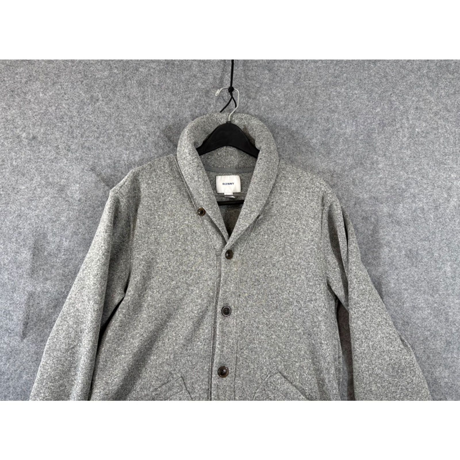 Old Navy VINTAGE Old Navy Cardigan Sweater Mens L Heather Gray Shawl Collar Button Front Thermal Size US L / EU 52-54 / 3 - 2 Thumbnail