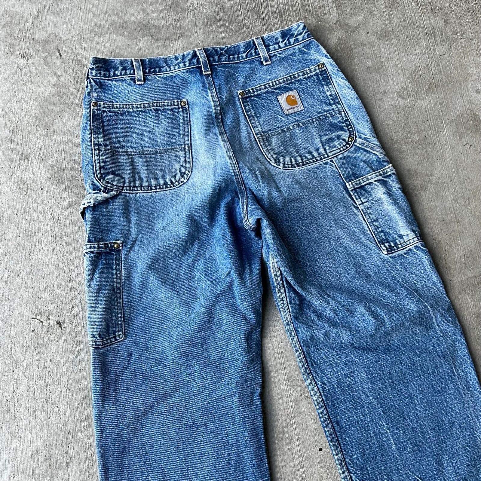 Carhartt × Vintage Carhartt faded blue denim double knee work carpenter pants Size US 31 - 5 Thumbnail
