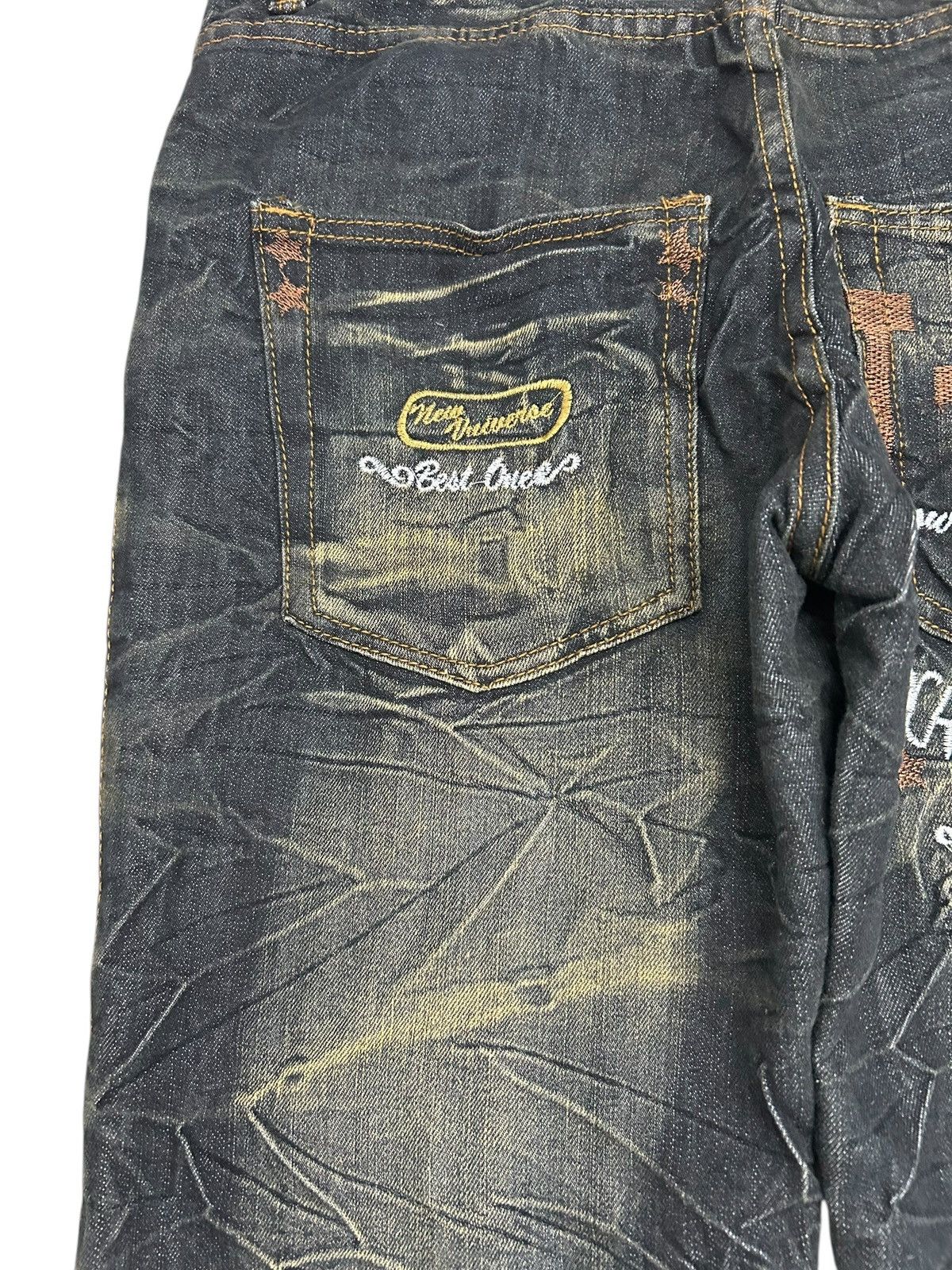 Le Grande Bleu (L.G.B.) Y2k Taiting Baggy Jeans Mud Washed Clawn Marks Size US 33 - 10 Thumbnail