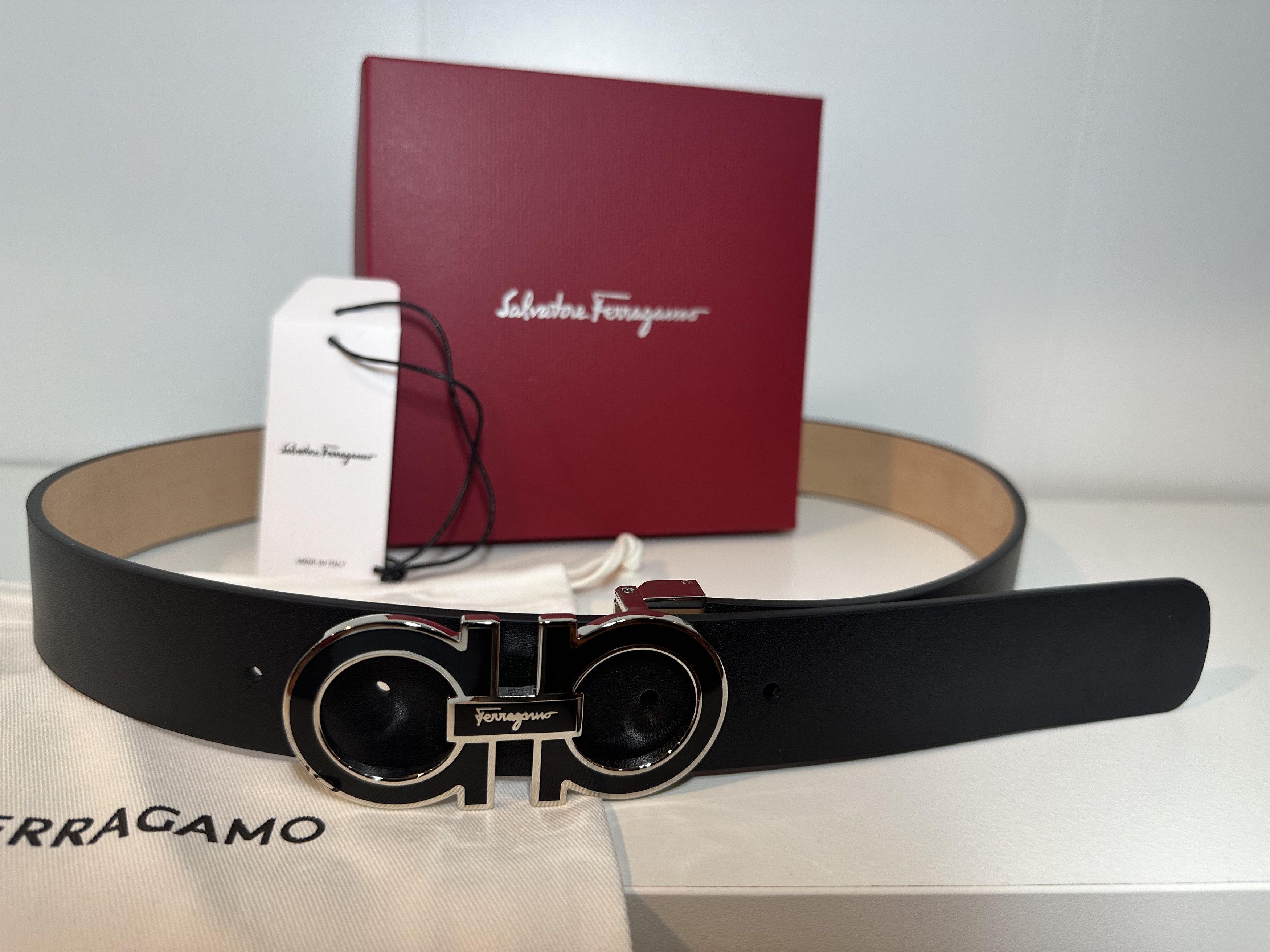 Salvatore Ferragamo Authentic Black Leather Black Buckle Ferragamo Belt Grailed