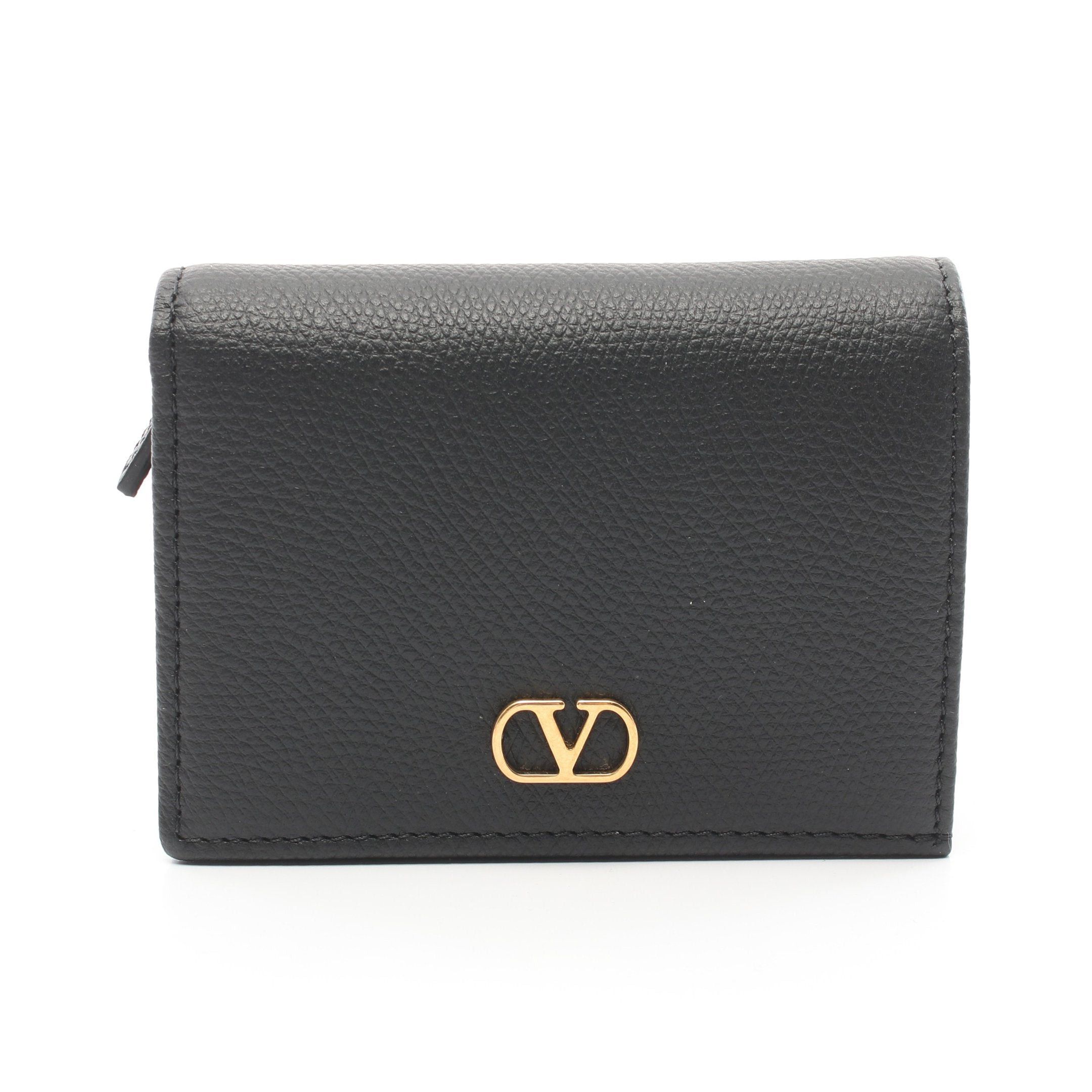 Valentino Valentino V Logo Bi-Fold Wallet Leather Black Size ONE SIZE - 1 Thumbnail