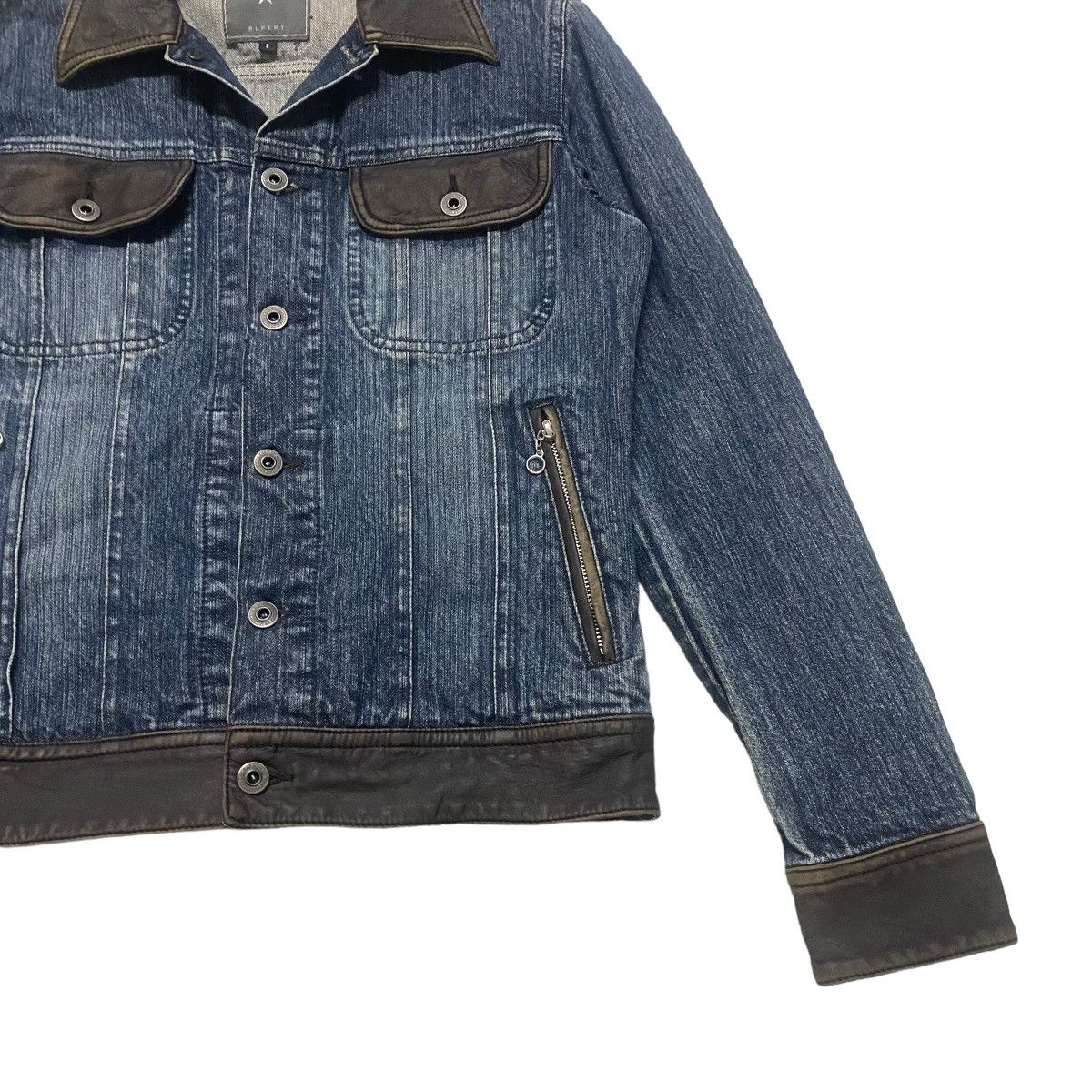 Le Grande Bleu (L.G.B.) Difference Rupert Denim Jacket Leather Trimmed LGB Size US M / EU 48-50 / 2 - 7 Thumbnail