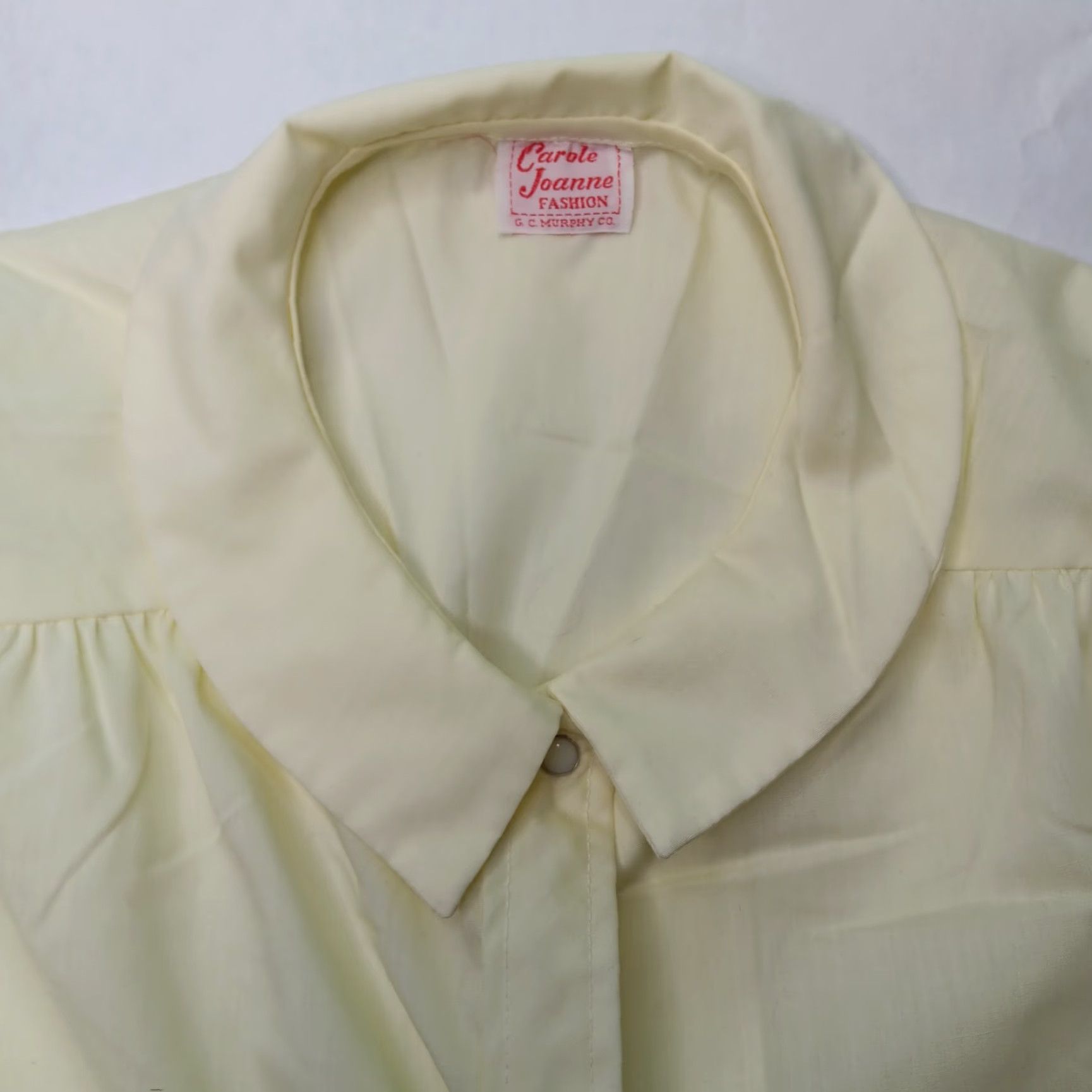 CO VINTAGE Carole Joanne Nightgown House Coat L/XL Yellow Cotton Grannycore Full Snap Short Sleeve 42" Shoulder to Hem Women Size ONE SIZE - 3 Thumbnail