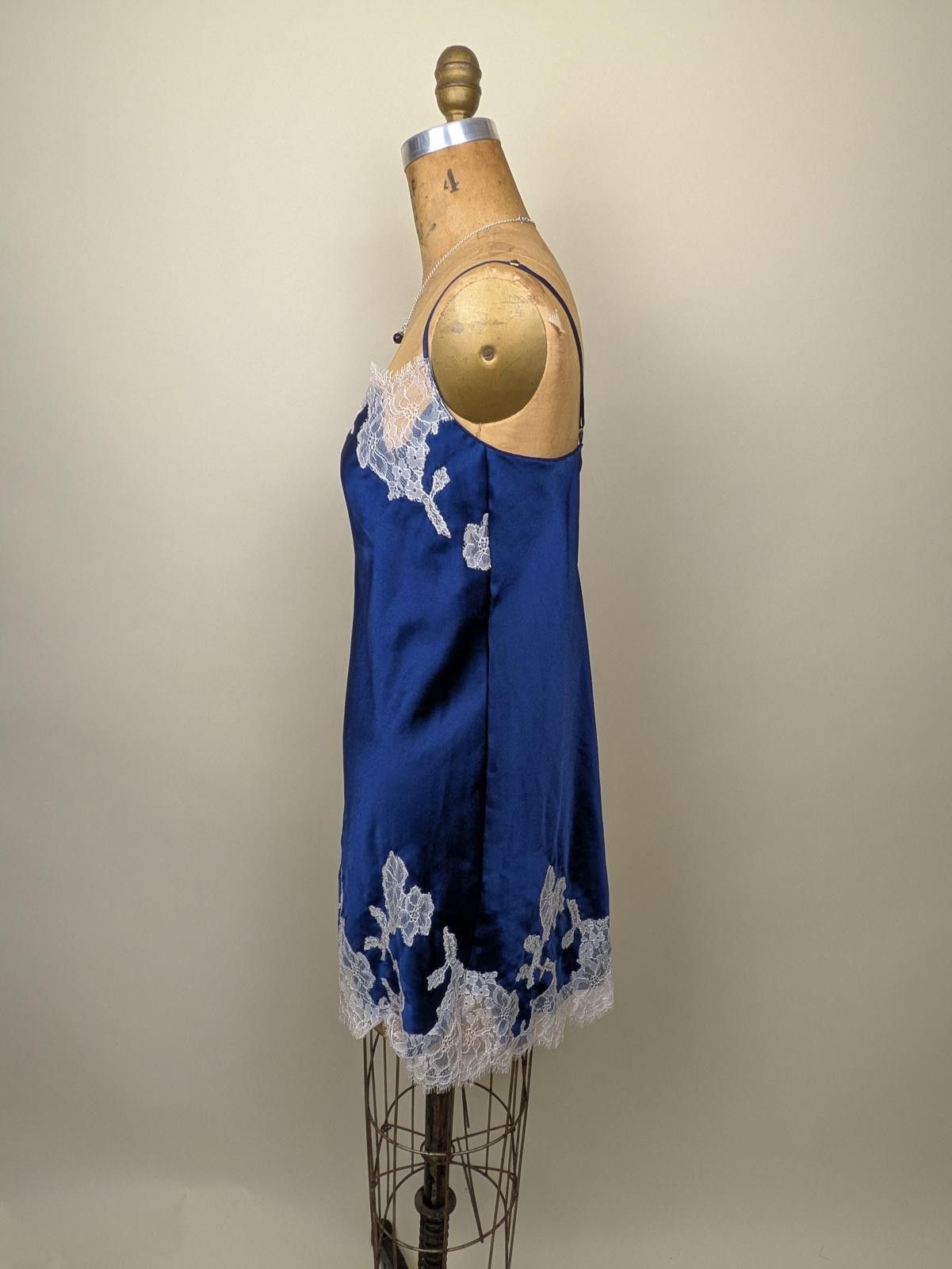 Other Victoria's Secret satin blue and white lace slip dress Size ONE SIZE - 3 Thumbnail