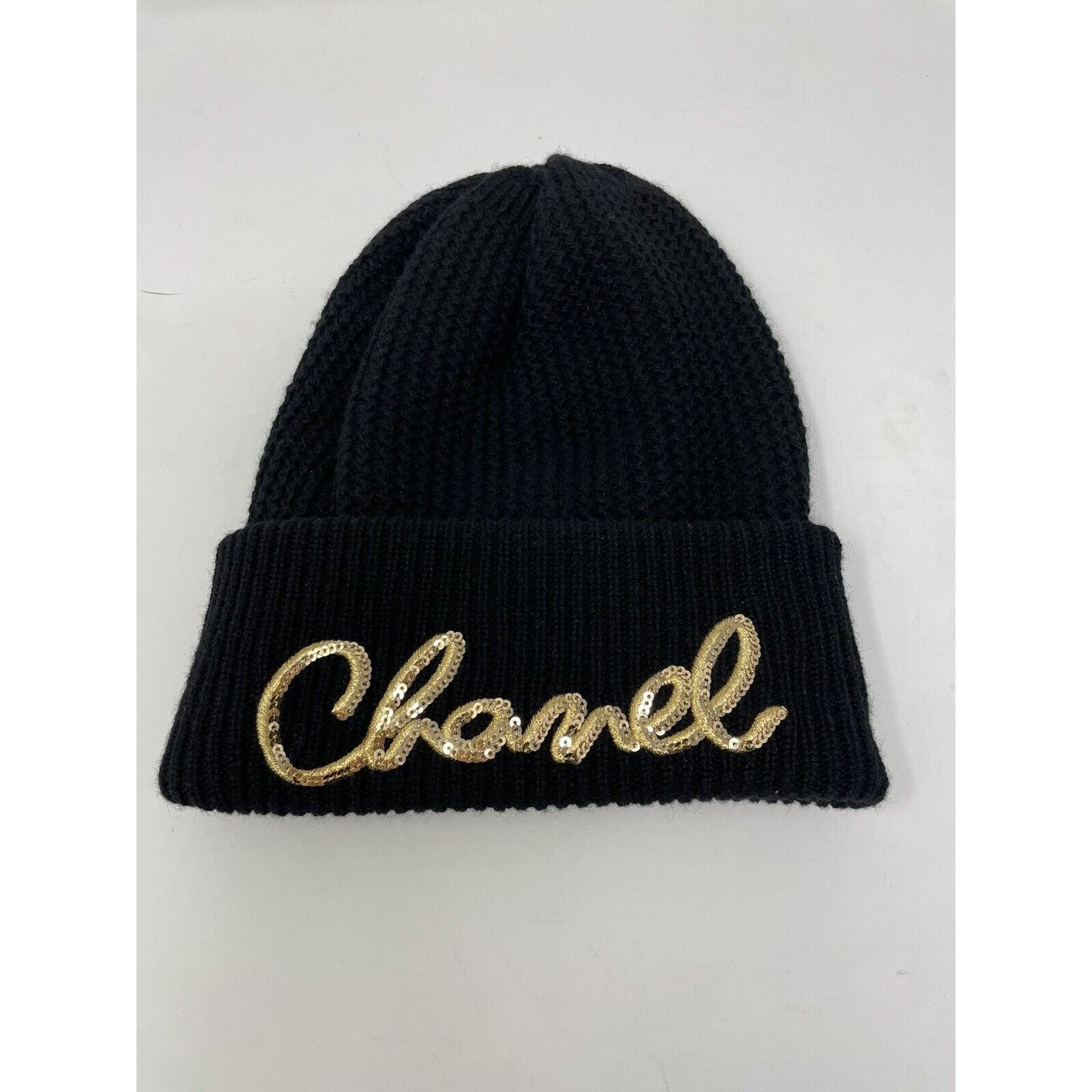 Chanel Chanel Black Cashmere Hat 22A Script Gold Size ONE SIZE - 4 Thumbnail
