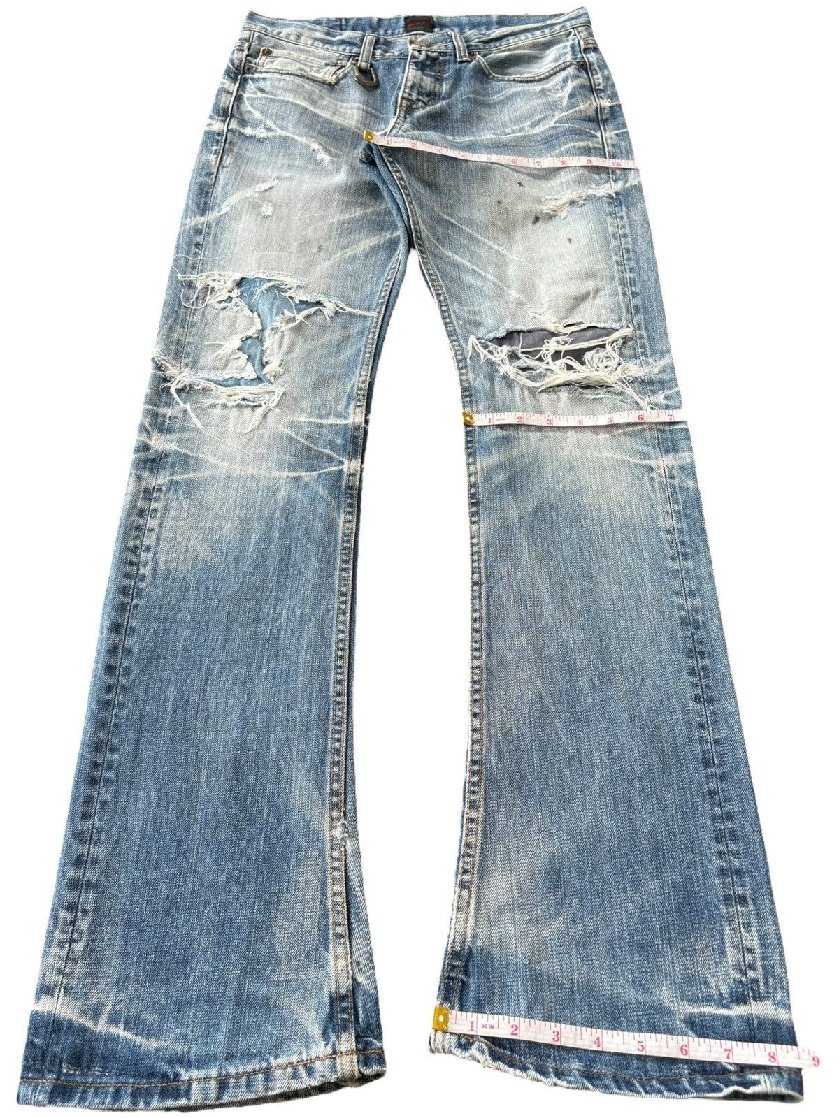 JACKROSE RARE VTG Jackrose Crazy Fade Patched Flare Jeans Size US 31 - 13 Thumbnail