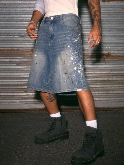 Japanese Brand × Vintage Y2K Vintage RETRO rhinestone jorts shorts Size US 33 - 2 Thumbnail