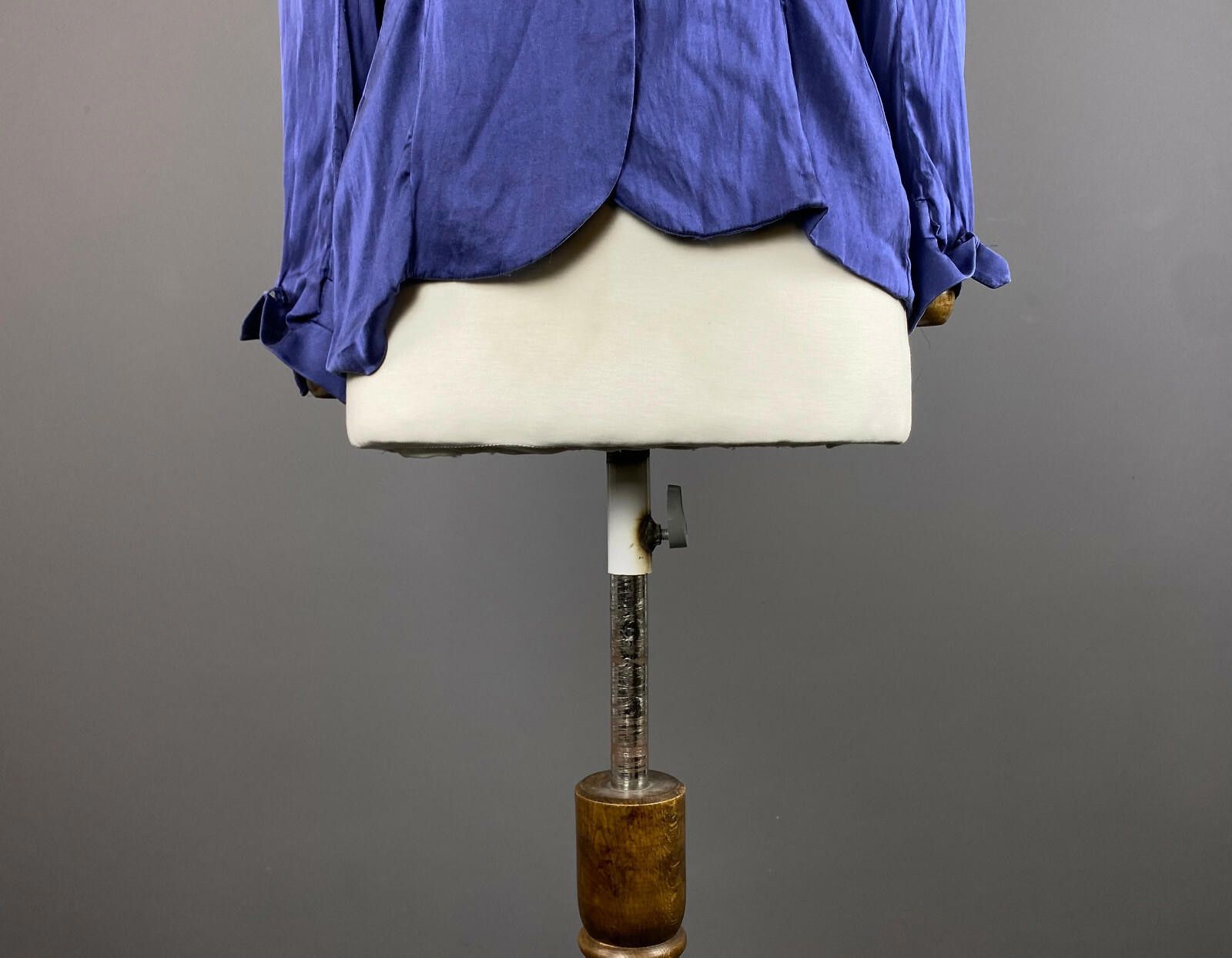 Designer Onorati Blue Silk Button Down Long Sleeve Shirt Size M Size M / US 6-8 / IT 42-44 - 3 Thumbnail
