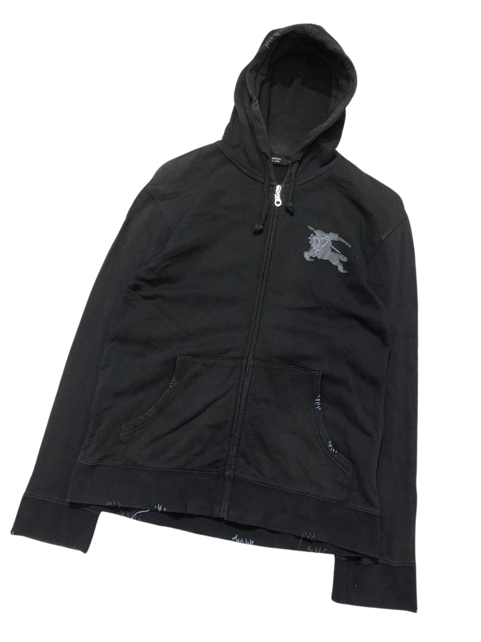 image of Black Label Hoodie Distressed Style, Men's (Size Small)