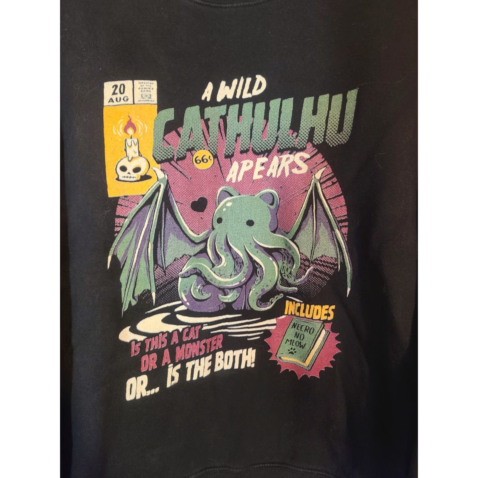 Delta VINTAGE Delta Mens Sweatshirt Cathulhu Black Small Winter Jumper Shirt Mens Black Cathulhu Graphic Print Delta 90s Halloween Theme Fashion Size US S / EU 44-46 / 1 - 2 Thumbnail