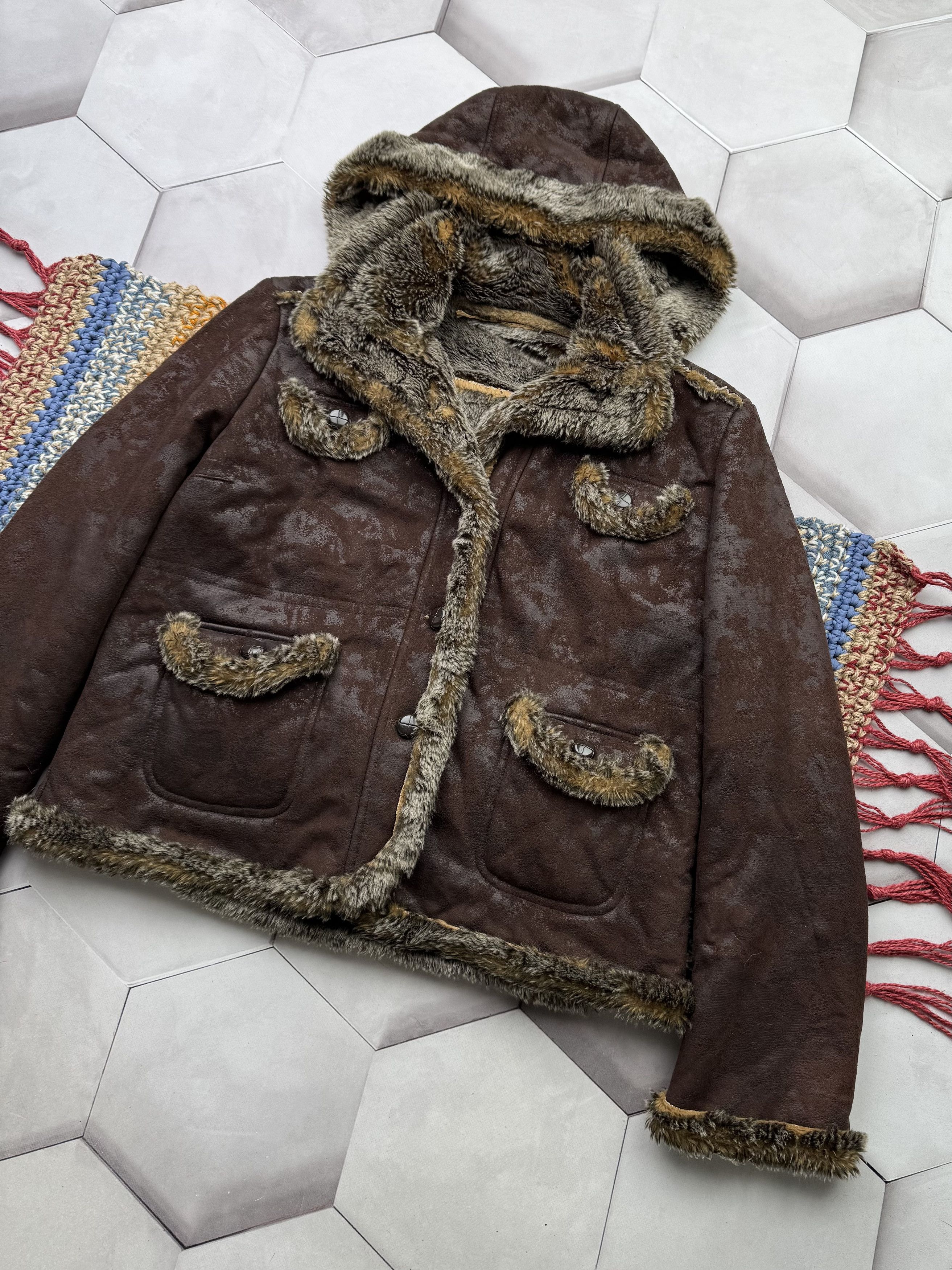 Vintage Vintage Faux Sheepskin Cropped Jacket With Hood (E4) Size M / US 6-8 / IT 42-44 - 3 Thumbnail