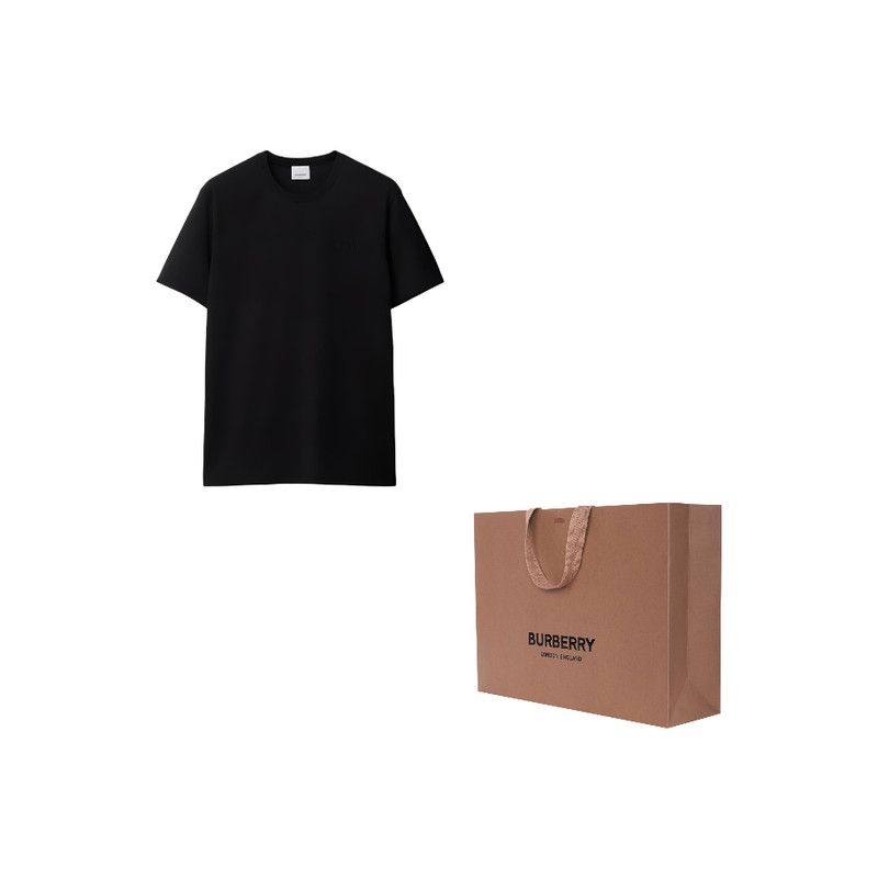 Burberry Burberry Embroidered Logo Casual Black T-Shirt 0079 Size US L / EU 52-54 / 3 - 1 Thumbnail