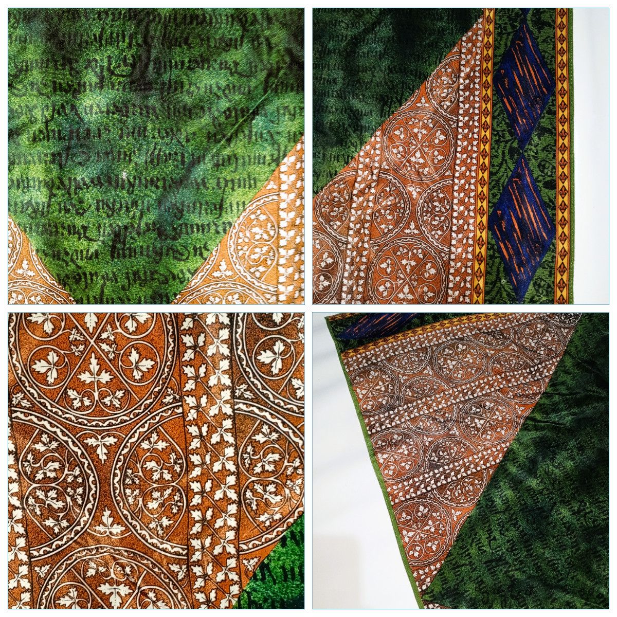 Jean Paul Gaultier JEAN-PAUL GAULTIER JPG Paris Abstract Green Brown Silk Scarf Size ONE SIZE - 12 Thumbnail