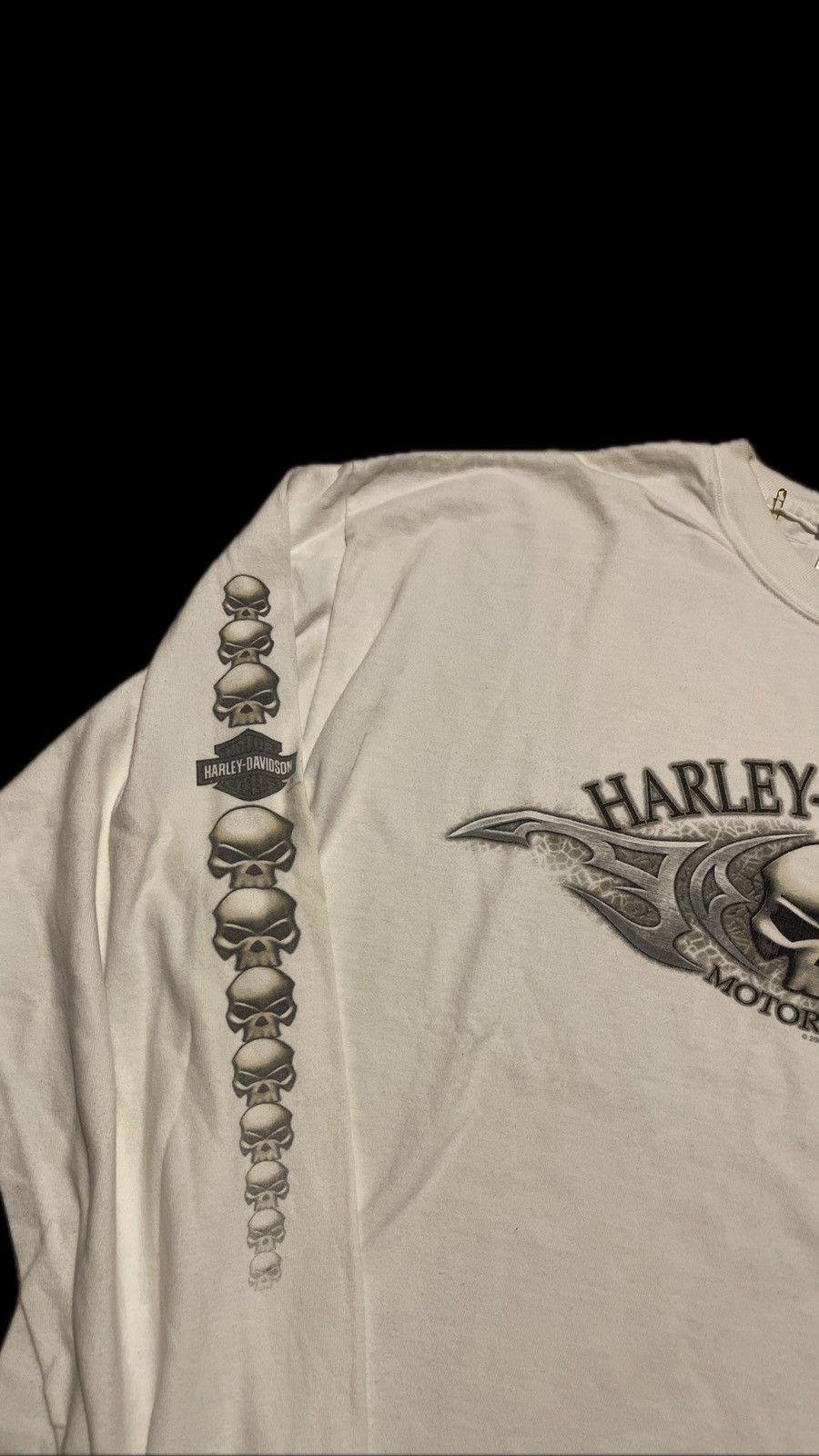 Harley Davidson × Vintage Vintage Harley Davidson Skull Flame Tshir Size XL / US 12-14 / IT 48-50 - 3 Thumbnail