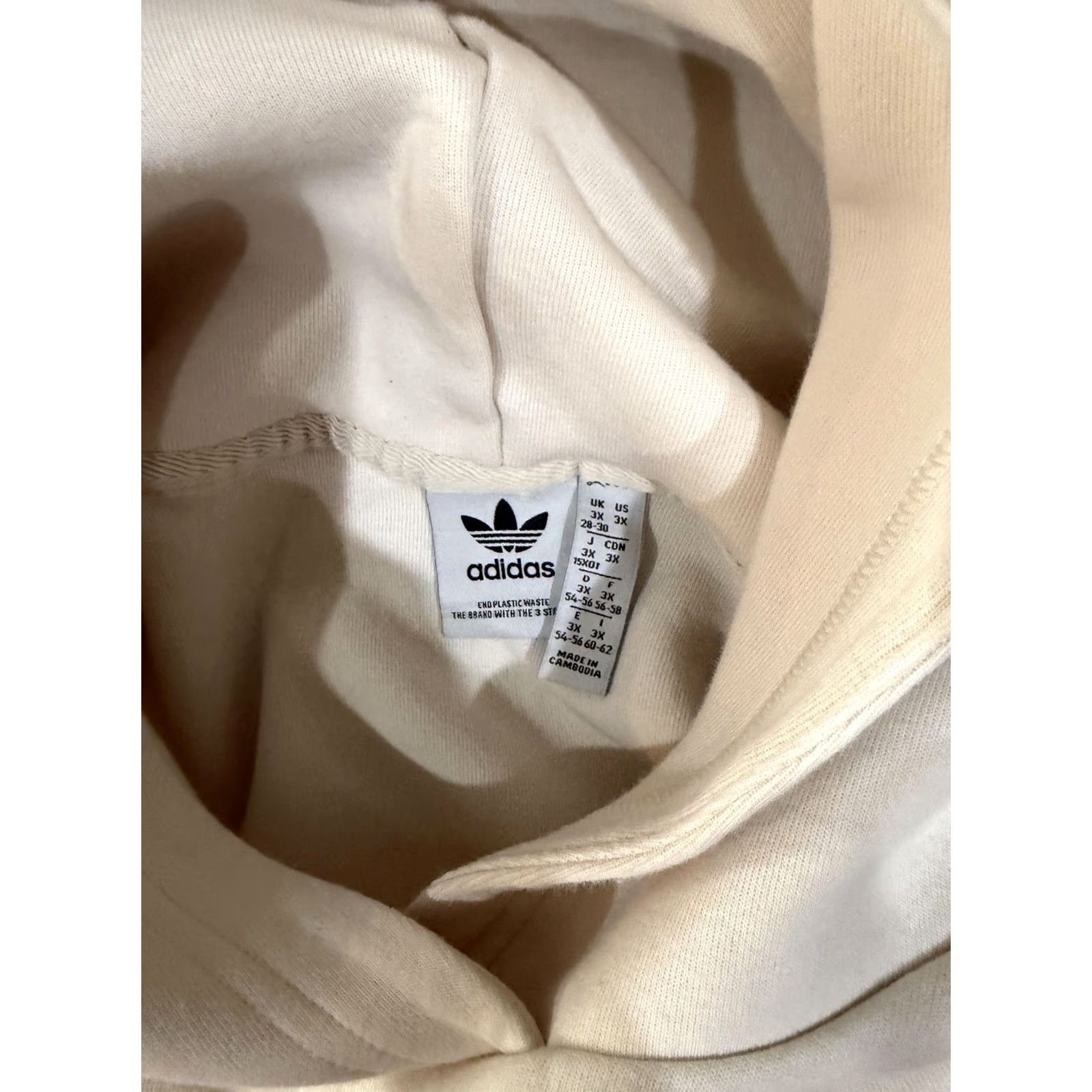 Adidas Adidas Hoodie Womens 3X White Pullover Fleece Trefoil Logo 3-Stripes Cropped Pockets Crew Neck Long Sleeve Casual Size XXL / US 16-18 / IT 52-54 - 4 Thumbnail