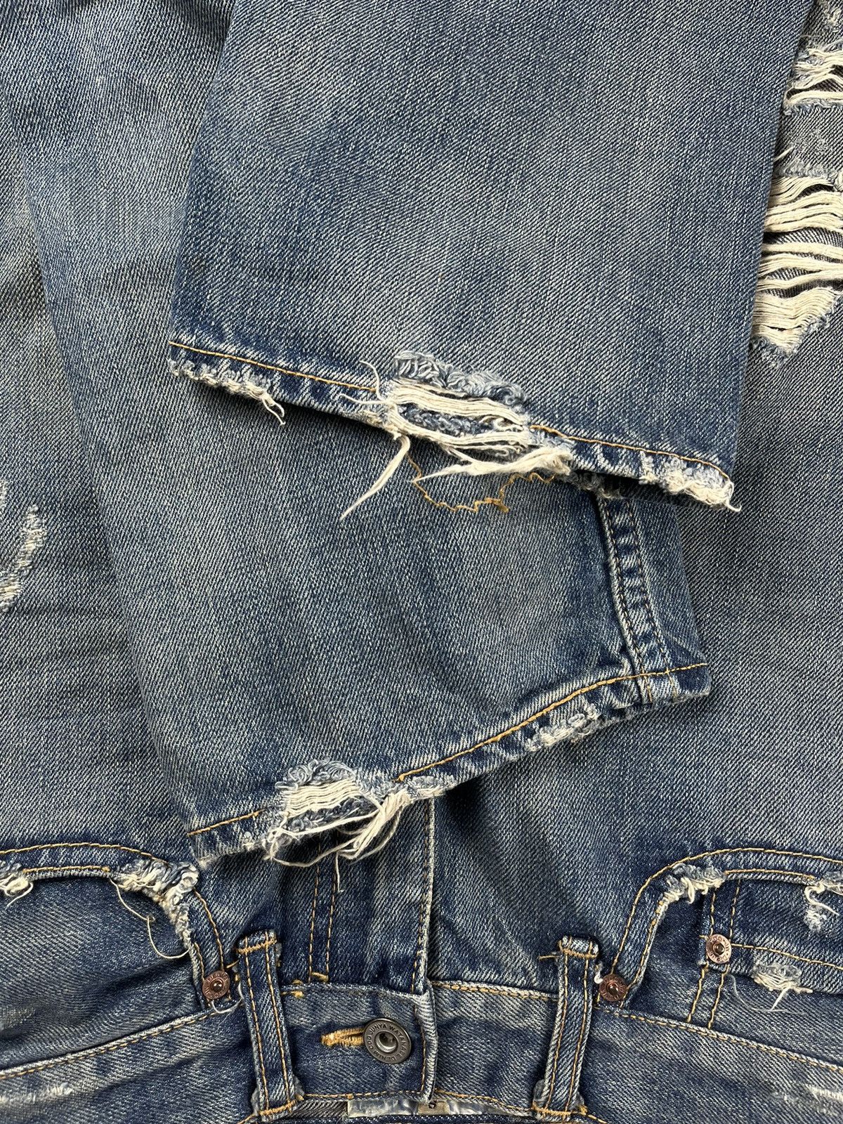 Comme des Garcons AW05 Junya Watanabe Faded Crash Denim Jeans Thrashed Size US 27 - 7 Thumbnail