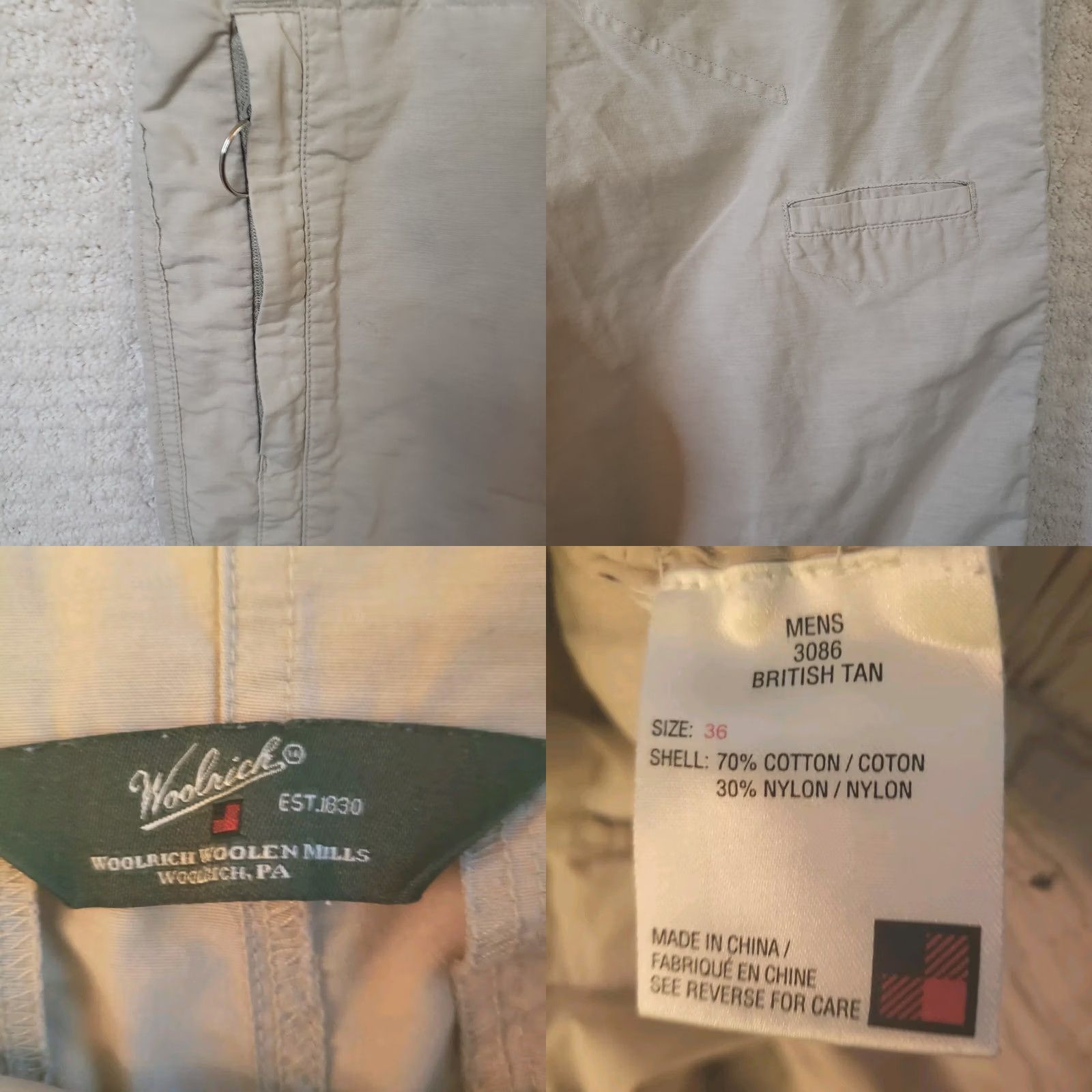 Vintage Woolrich Shorts Men's 36 Beige Zip Front 9in Inseam 5-Pocket Cargo Casual Travel Cotton Nylon Sun American Mens Size US 36 / EU 52 - 8 Thumbnail
