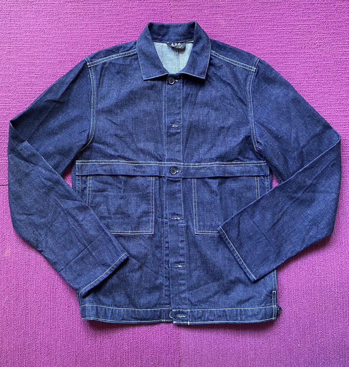 image of A P C Denim Jacket in Navy, Men's (Size Small)